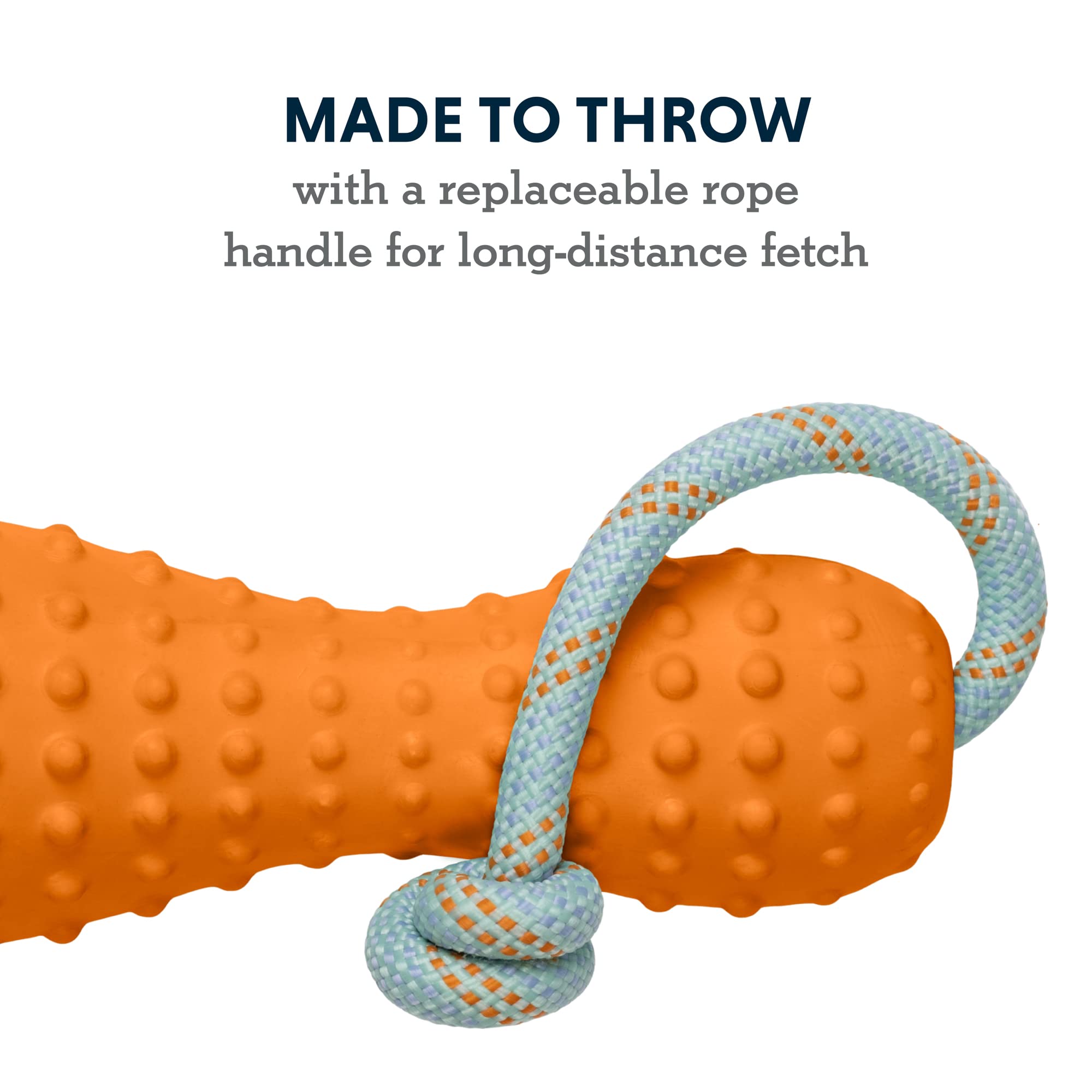 Ruffwear, Gourdo Natural Rubber Throw Toy For Dogs With Rope Handle, Campfire Orange, Large