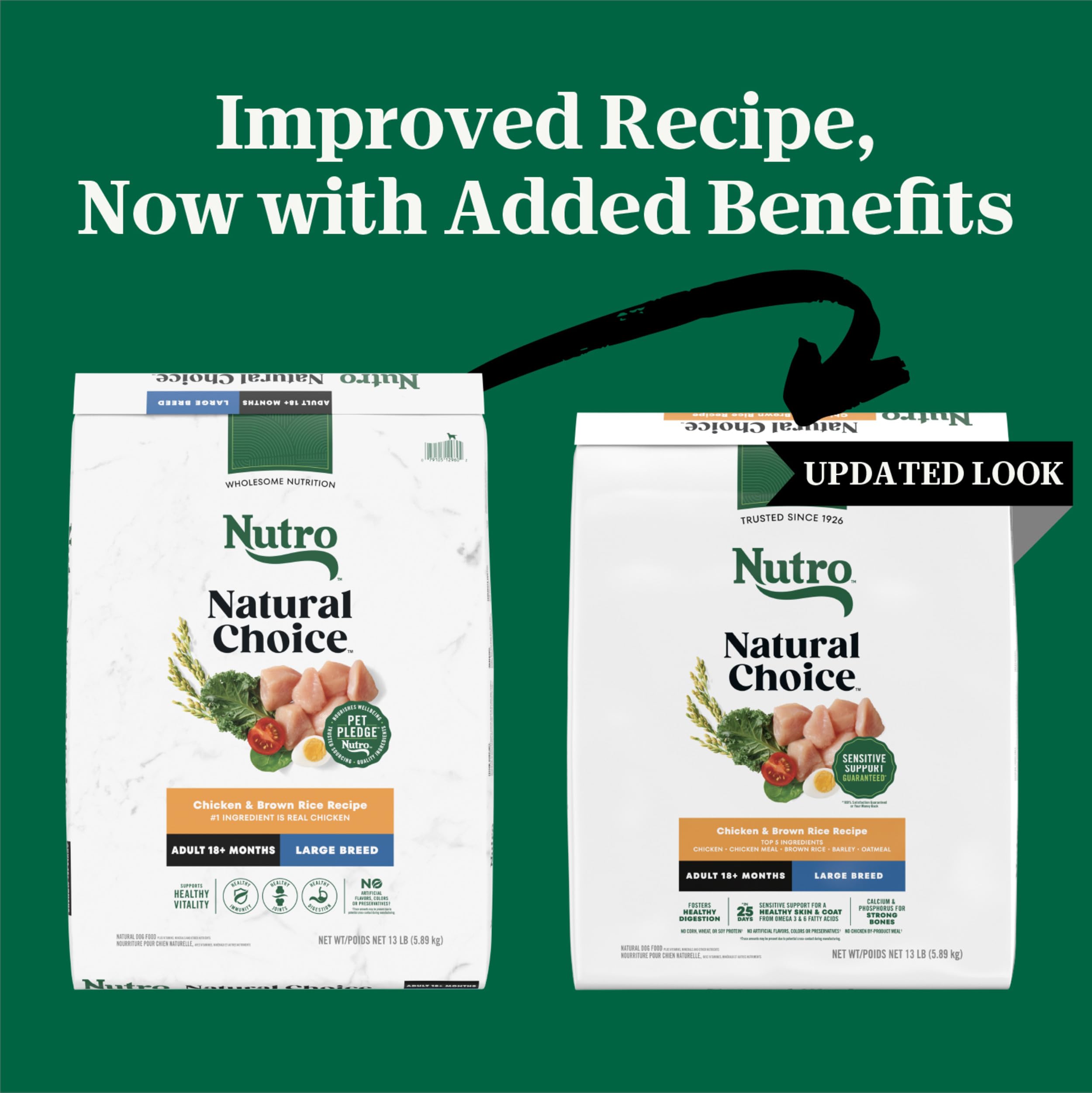 Nutro Natural Choice Adult Large Breed Dog Food, Chicken & Brown Rice, 13 lb Bag