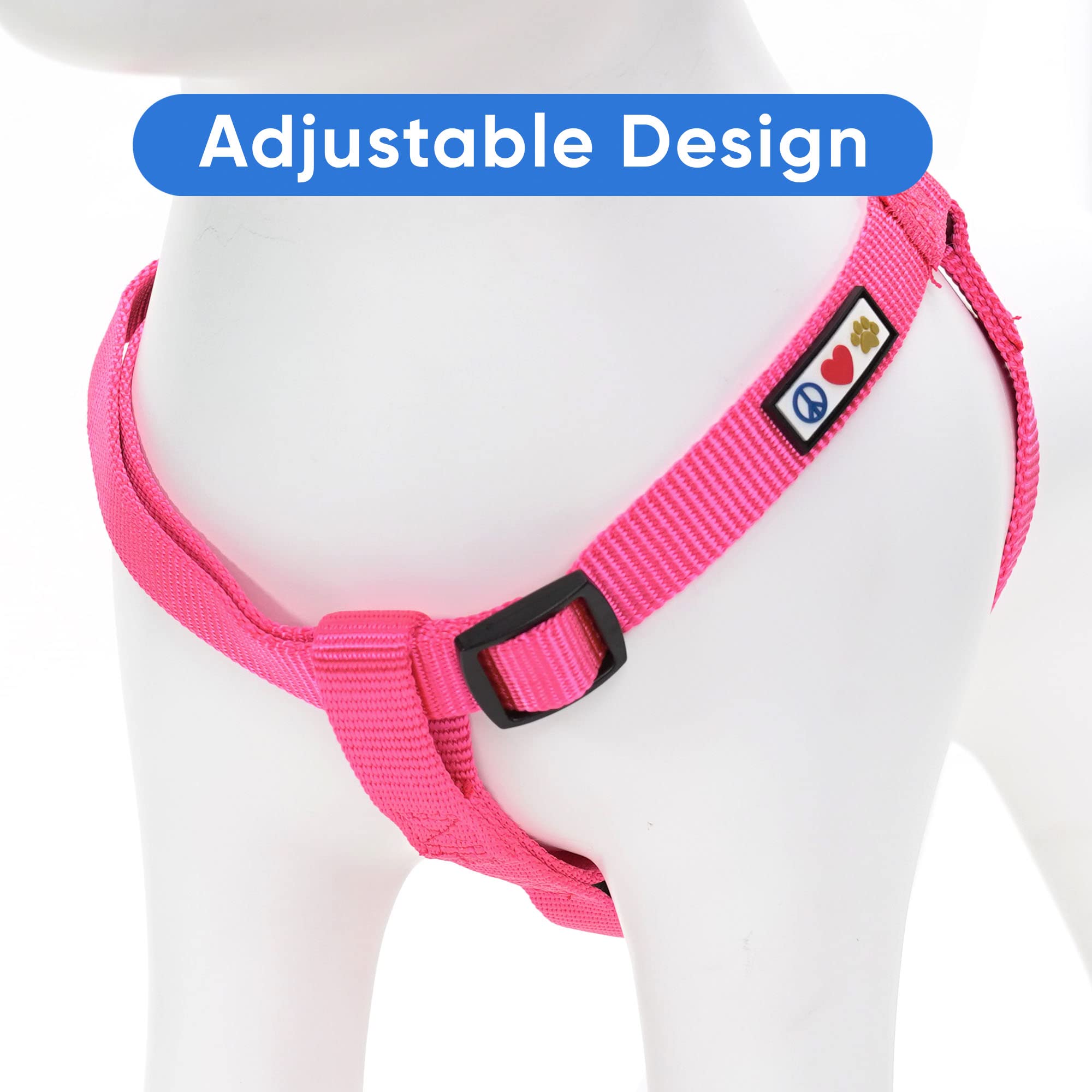 Pawtitas Solid Color Step-In Dog Harness - Pink, Large, For Puppy & Dog Training & Walking