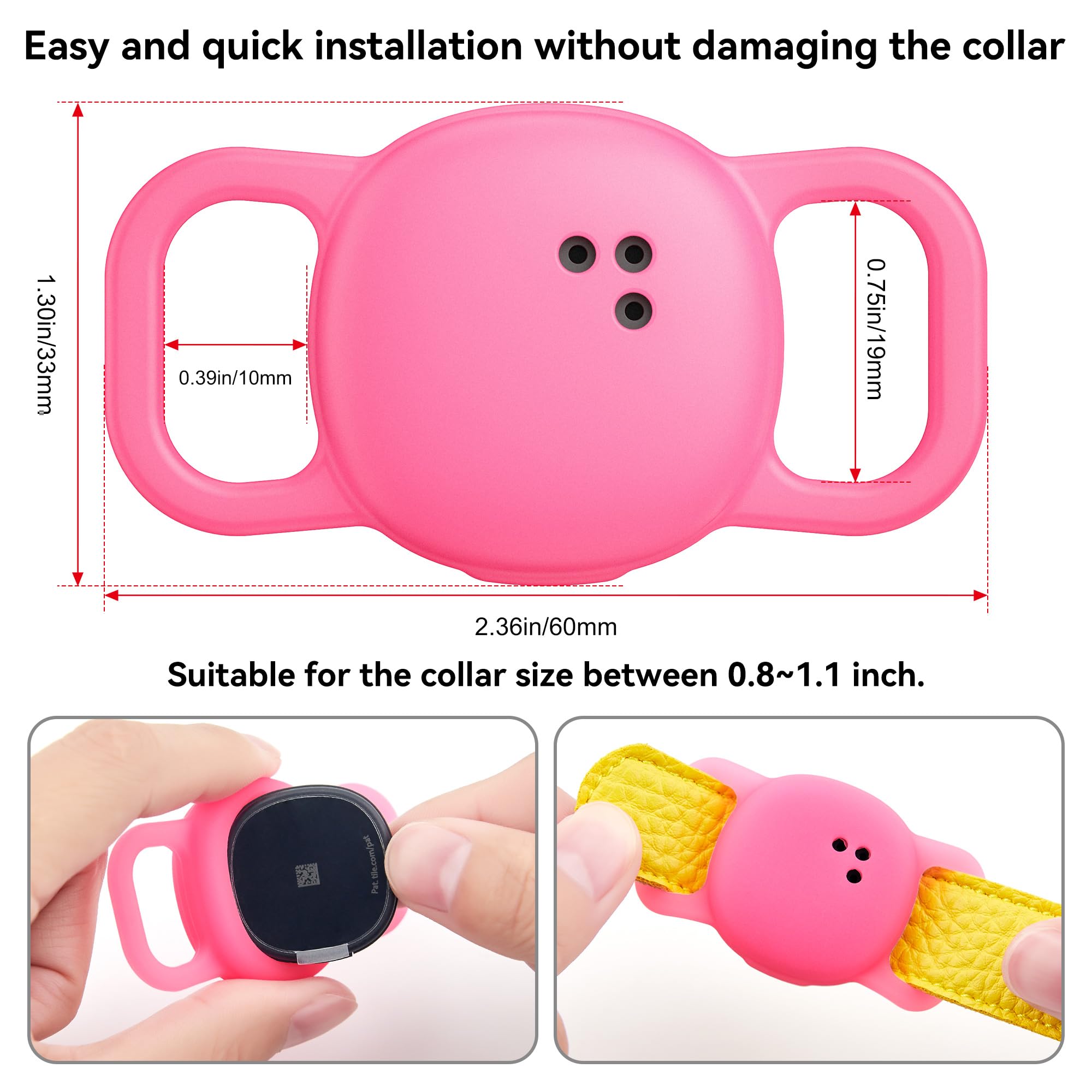 Ddj For Tile Life360 Sticker (2024) Tracker Cat Collar Case, 2-Pack Silicone Anti-Lost Protective Cover Tile Tracker Holder For