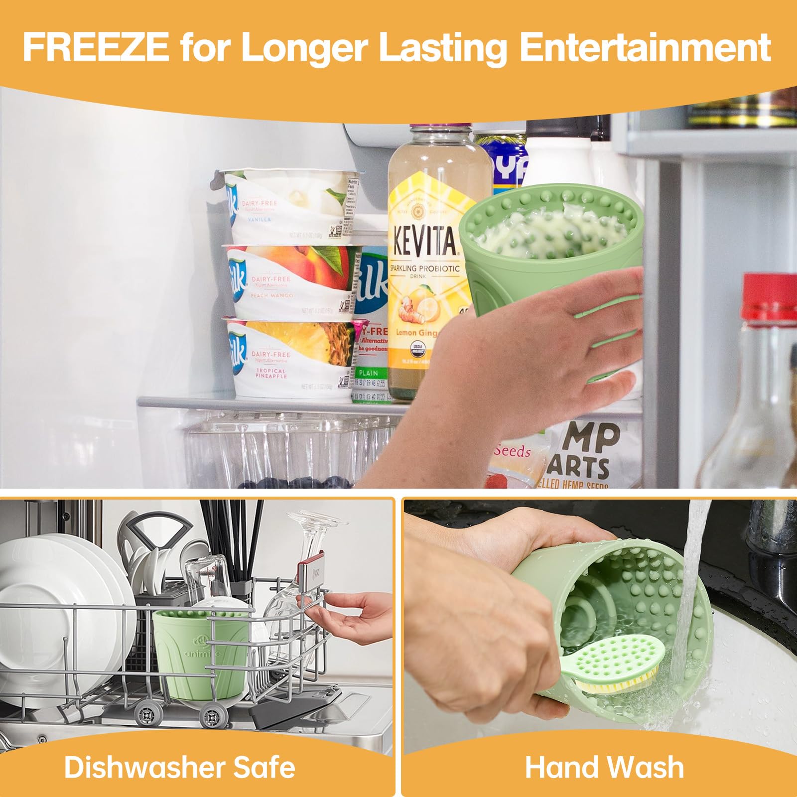 Animire Dog Slow Feeder Lick Bowl, Anxiety Relief Dog Licking Mat Treat Dispenser, Non-Slip Anti-Choking Slow Eating Dog Lick Bo