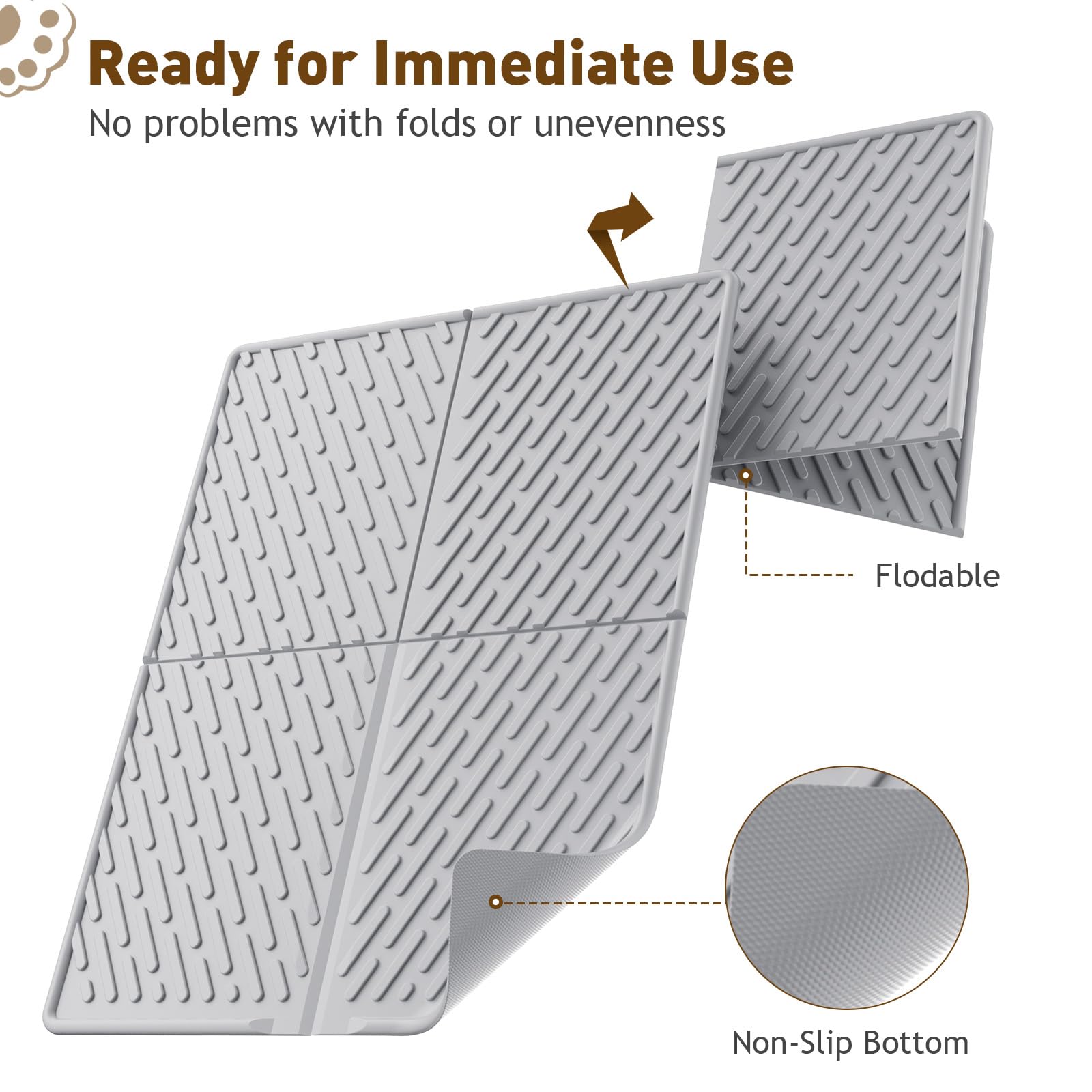 Kaxionage Cat Litter Mat With Grooves & Raised Edge,Urineproof/Waterproof,Litter Scattering Control,Easy To Clean (31 * 24In-Gre