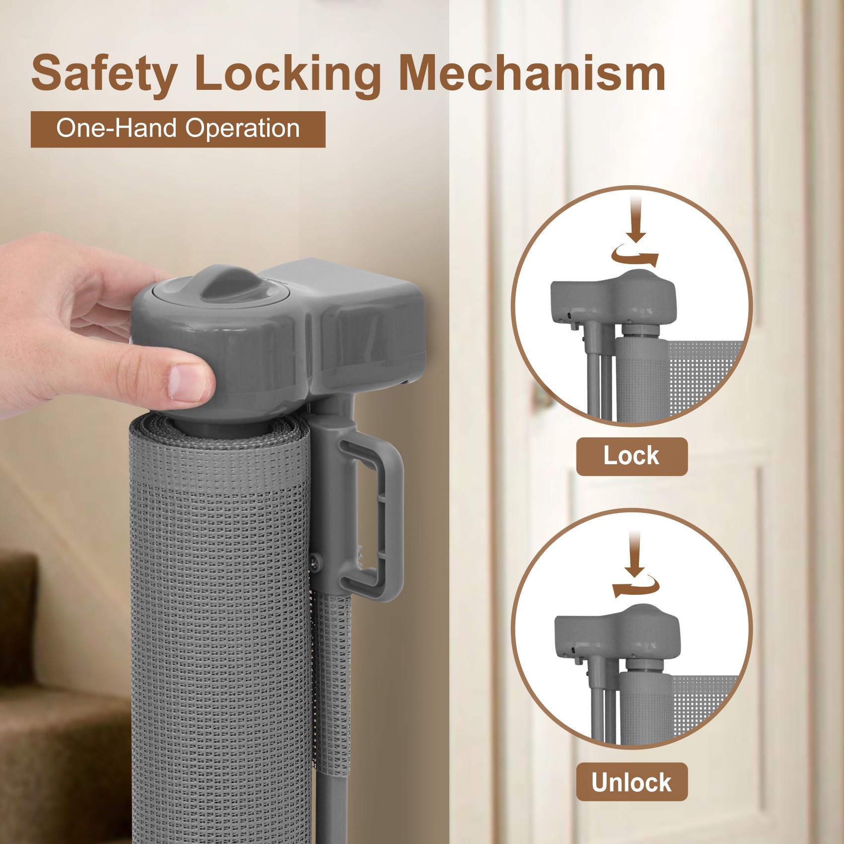 Miumoon Upgrade 71' Retractable Baby Gates With Reinforced Strip Design To Prevent Crawling Through, 42' Tall Retractable Gate For Baby And Pet, 6 Ft Baby Gates For Stairs, Doorways, Hallways(Gray)