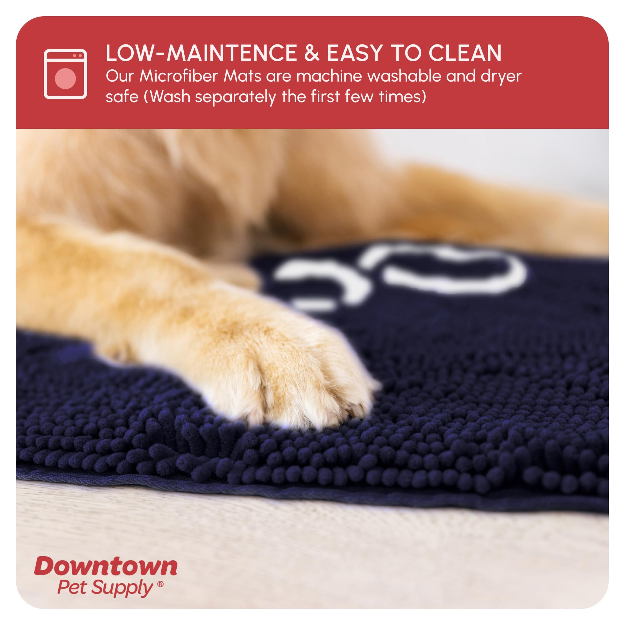 Absorbent Dog Mat by My Doggy Place, Durable, Quick-Drying, Washable, Keeps House Clean (Paw Print Design)