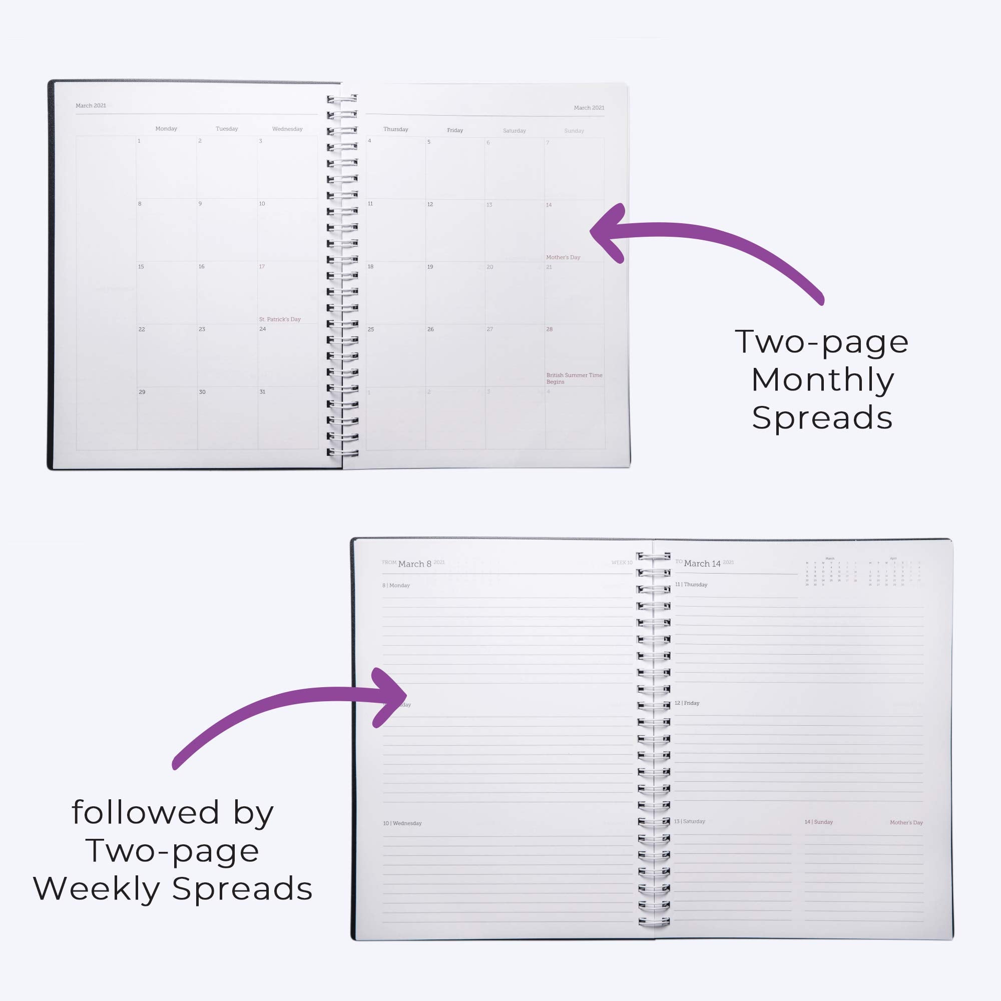 Walldeca 2023 Annual Weekly Planner, Weekly  Monthly Planner, Jan 2023 - Dec 2023  Flexible Cover, Notes Pages, Twin-Wire Bindin