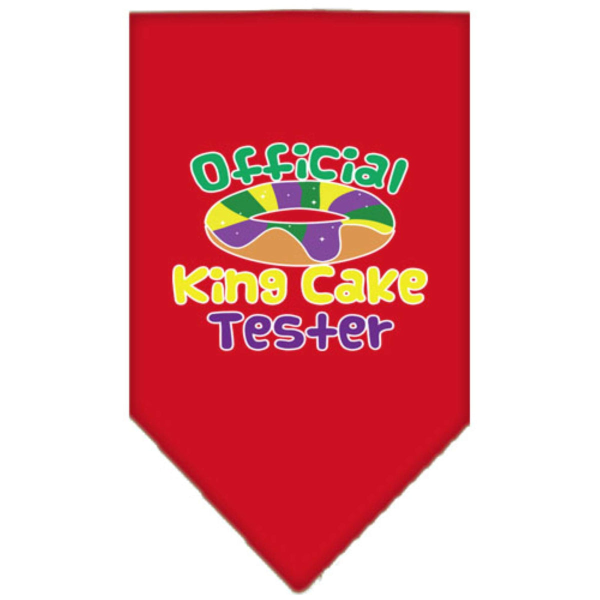 Pet and Dog Bandana Screen Printed, &quot;King Cake Tester&quot; Red Large