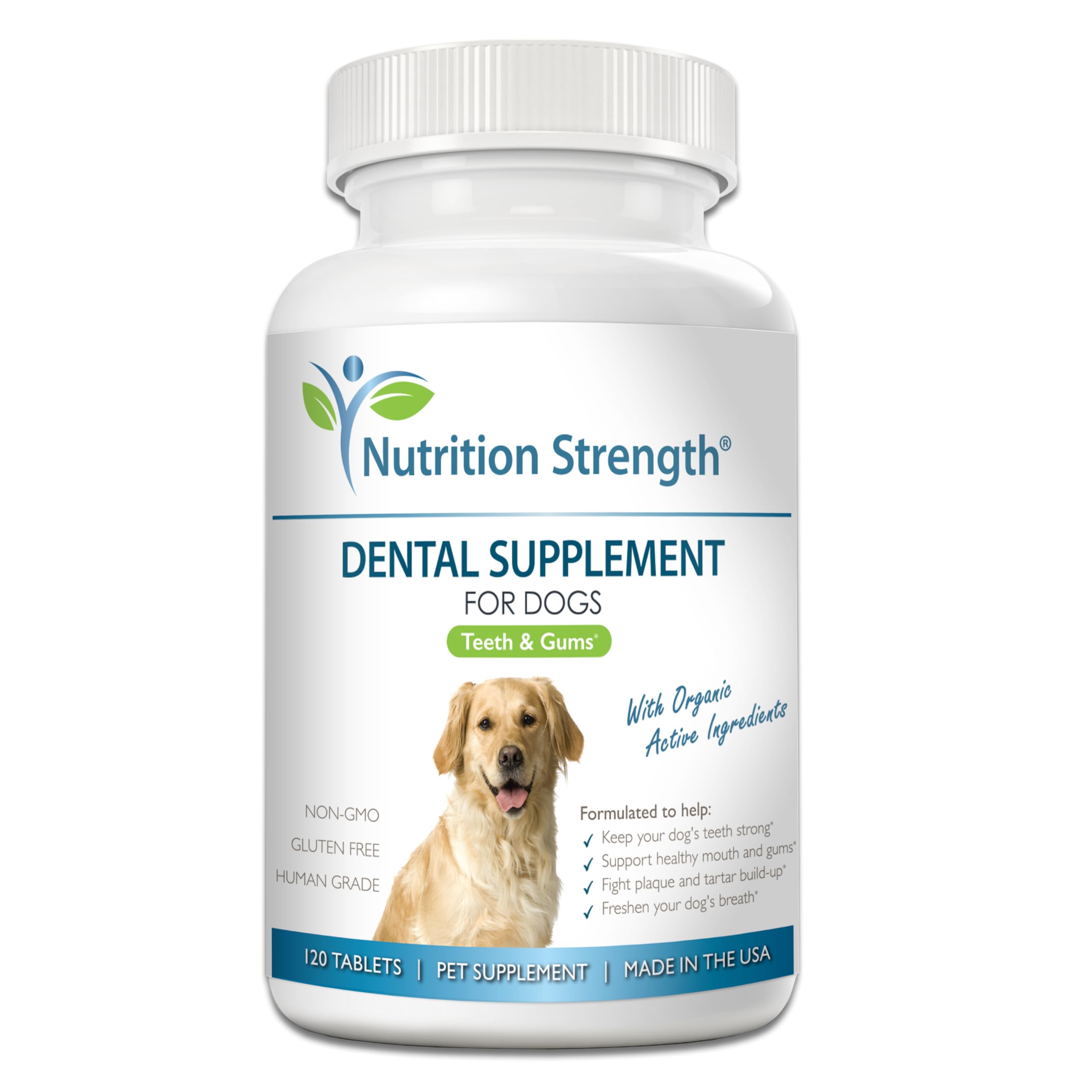 Nutrition Strength Dental Care for Dogs - Natural Plaque & Tartar Remover for Teeth - Fresh Breath Dog Supplement with Organic K