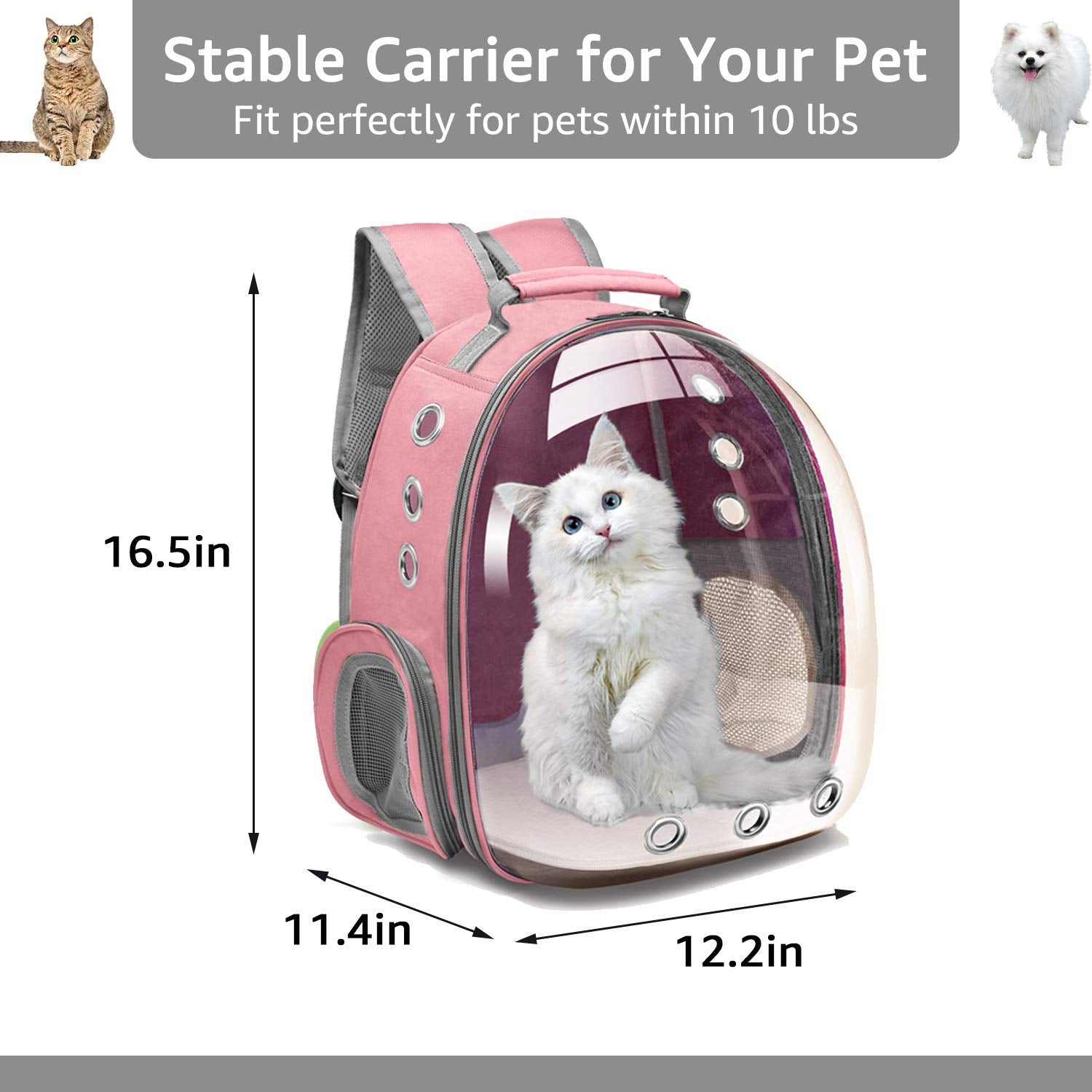 Henkelion Cat Bubble Carrying Bag, Backpack Carrier For Small Medium Dogs Cats, Airline Approved Travel Space Capsule Pet Carrie
