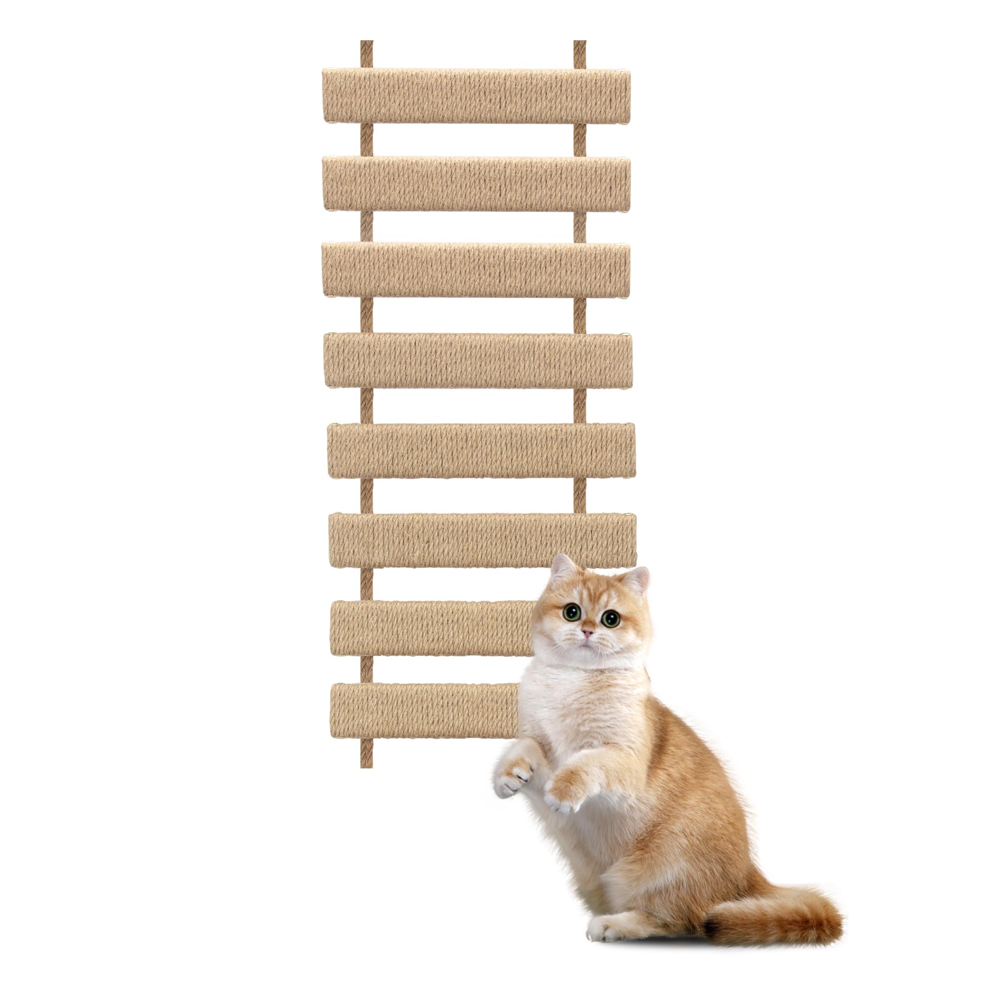 Agricue Cat Climbing Frame Bridge Cat Ladder Sisal Rope Cat Tree Tower Use For Cage Pet Furniture Toys (Wood, 20In, 1)