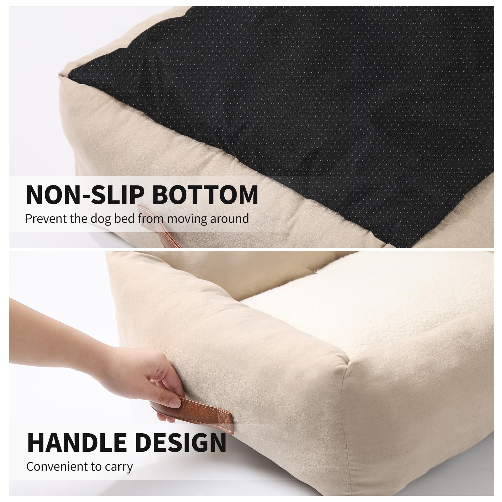 Looyn 25In Dog Bed For Small Medium Sized Dogs - Washable Rectangle Puppy Bed For Indoor, Cozy Pet Bed With Support Pillow & Non