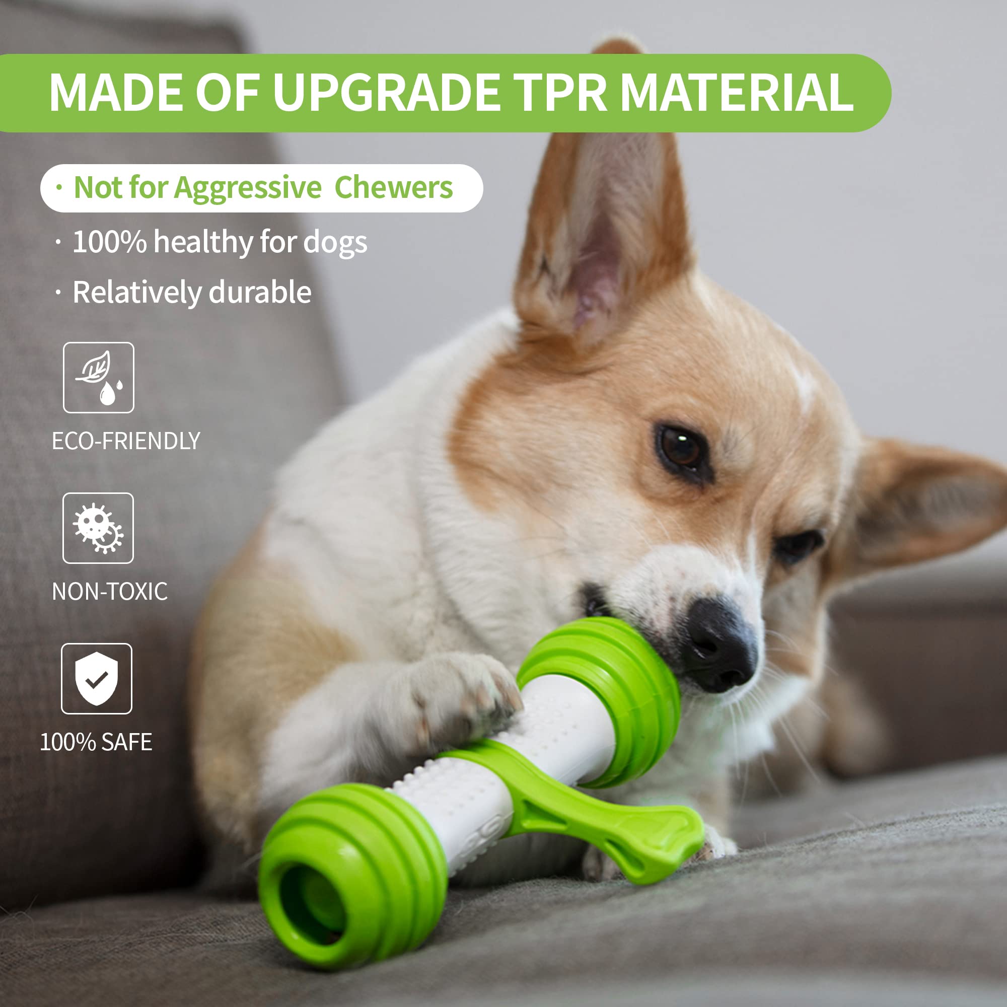 PETGEEK Interactive Dog Toy - Motion Activated USB Rechargeable Bone for Medium Large Dogs - Green Automatic Dog Toy for Boredom & Stimulation