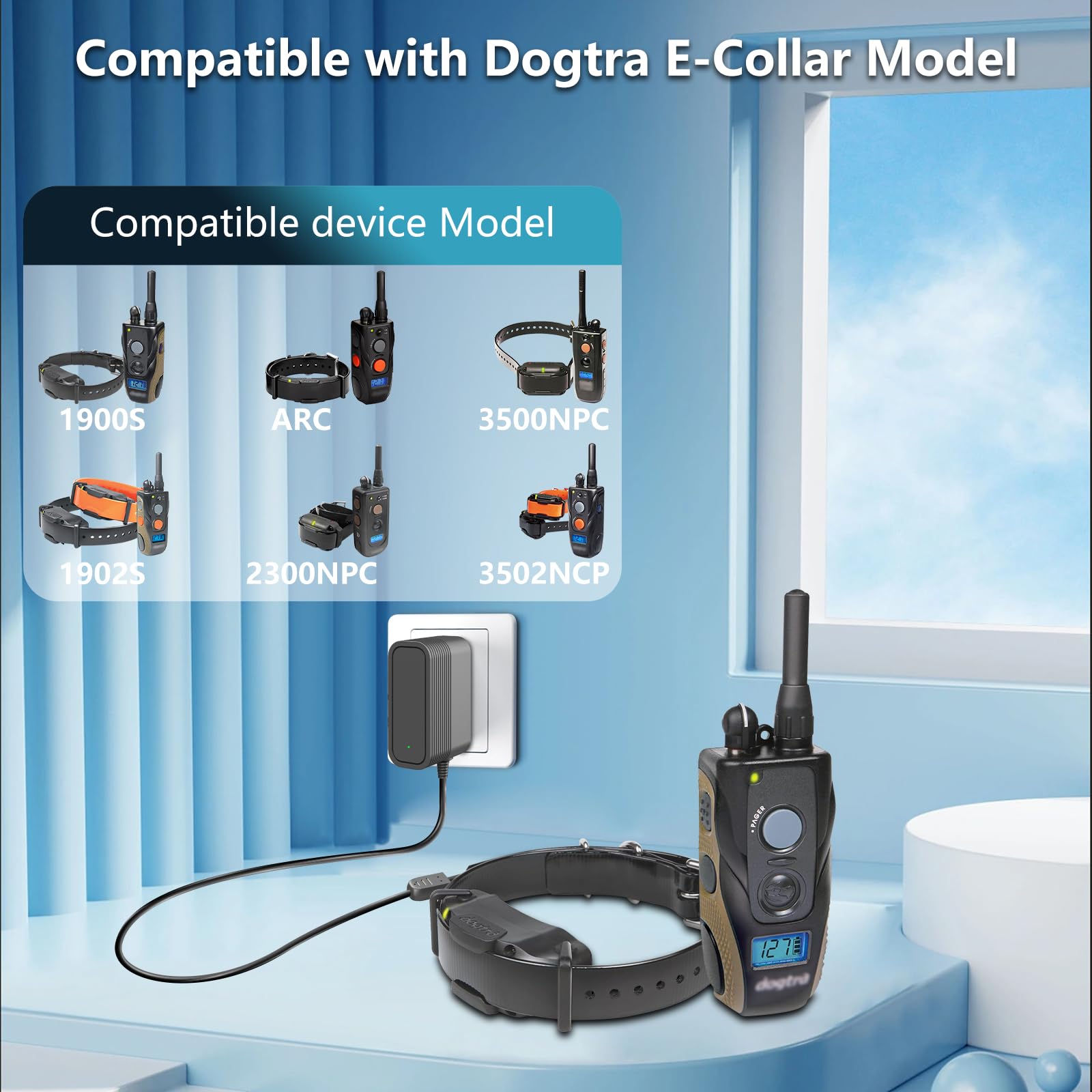 10V Charger For Dogtra Rechargeable E-Collar Compatible With Dogtra 1900S 1902S 3502Ncp 2300Ncp 2500T&B 3500Ncp Remote Training