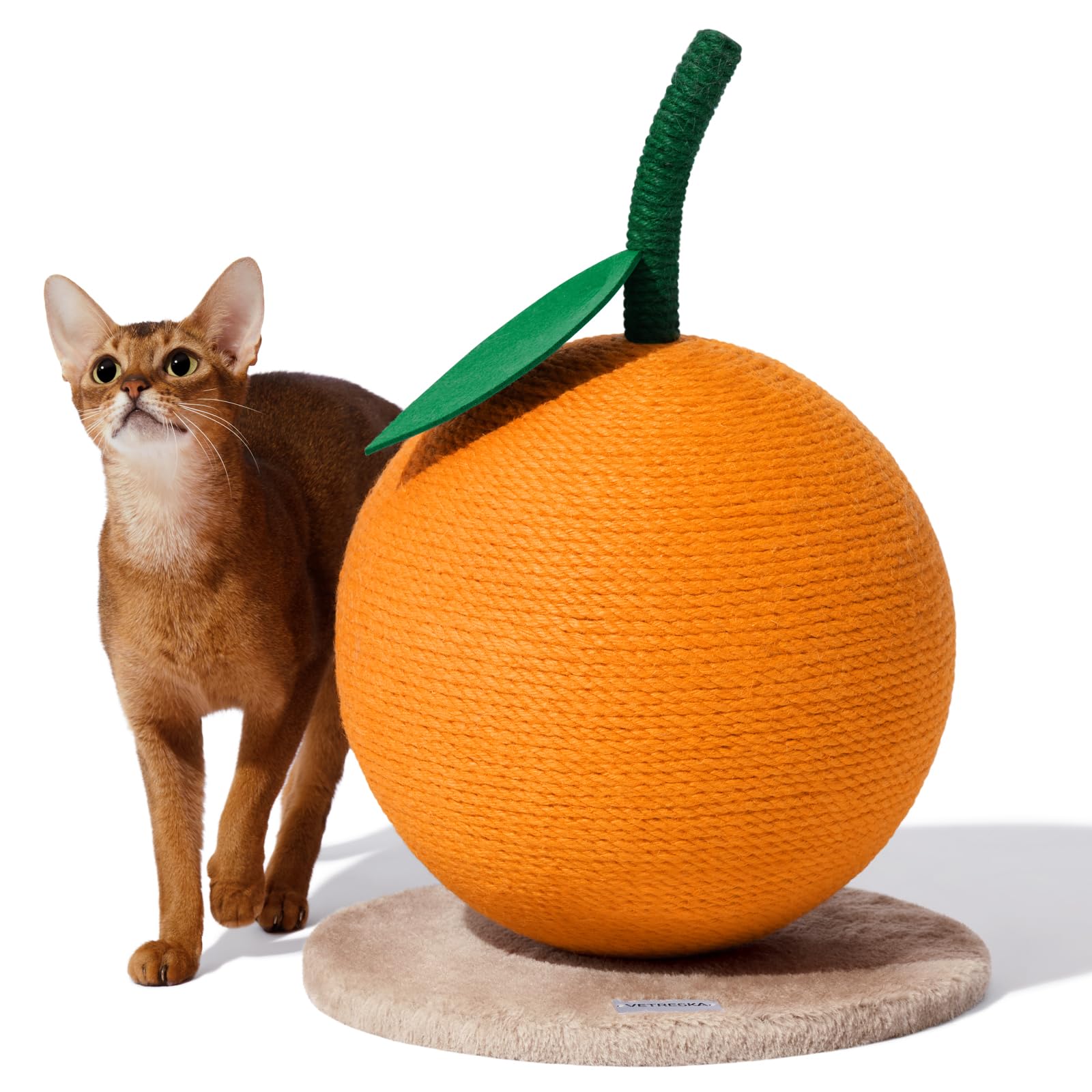 Vetreska Orange Cat Scratching Post, Cute Cat Scratcher With Sisal Rope, Vertical Cat Scratch Post For Indoor Cat And Kitten, Ca