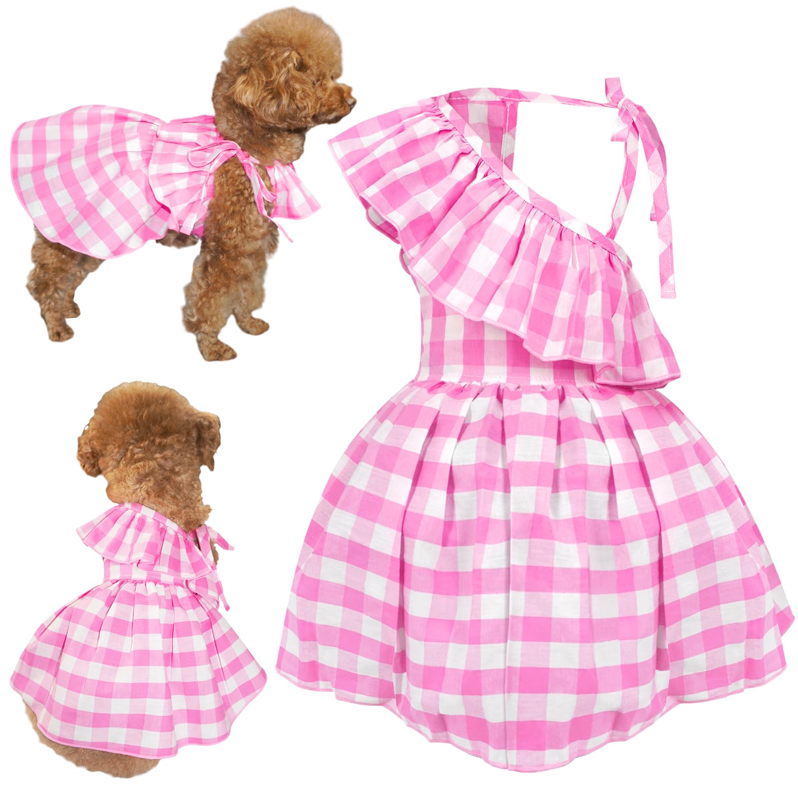 Topkins Dog Dress, Dog Princess Dress With Lace-Up, Dog Birthday Dress With Pretty Prints For Small Dog (Pink, Xl)