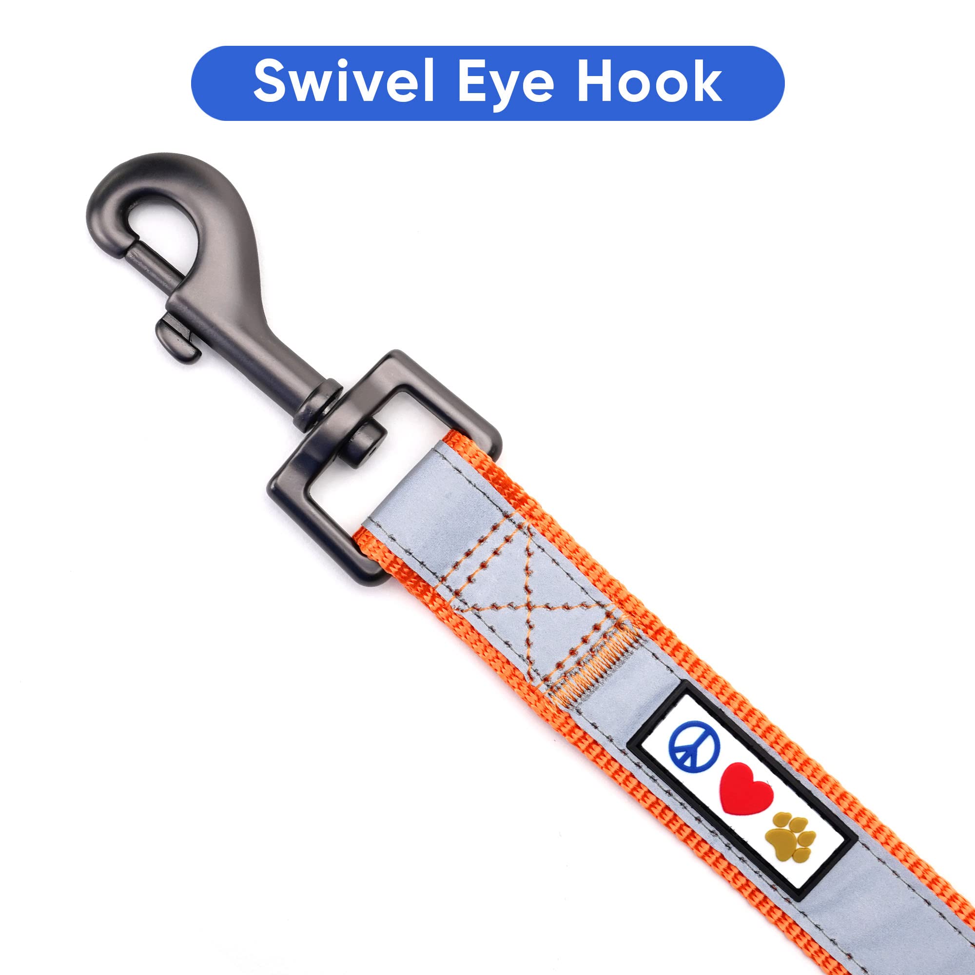 Pawtitas 6 Ft Padded Dog Leash With Comfortable Neoprene Padding Handle - Orange Lead | Small Reflective Dog Leash With Highly R