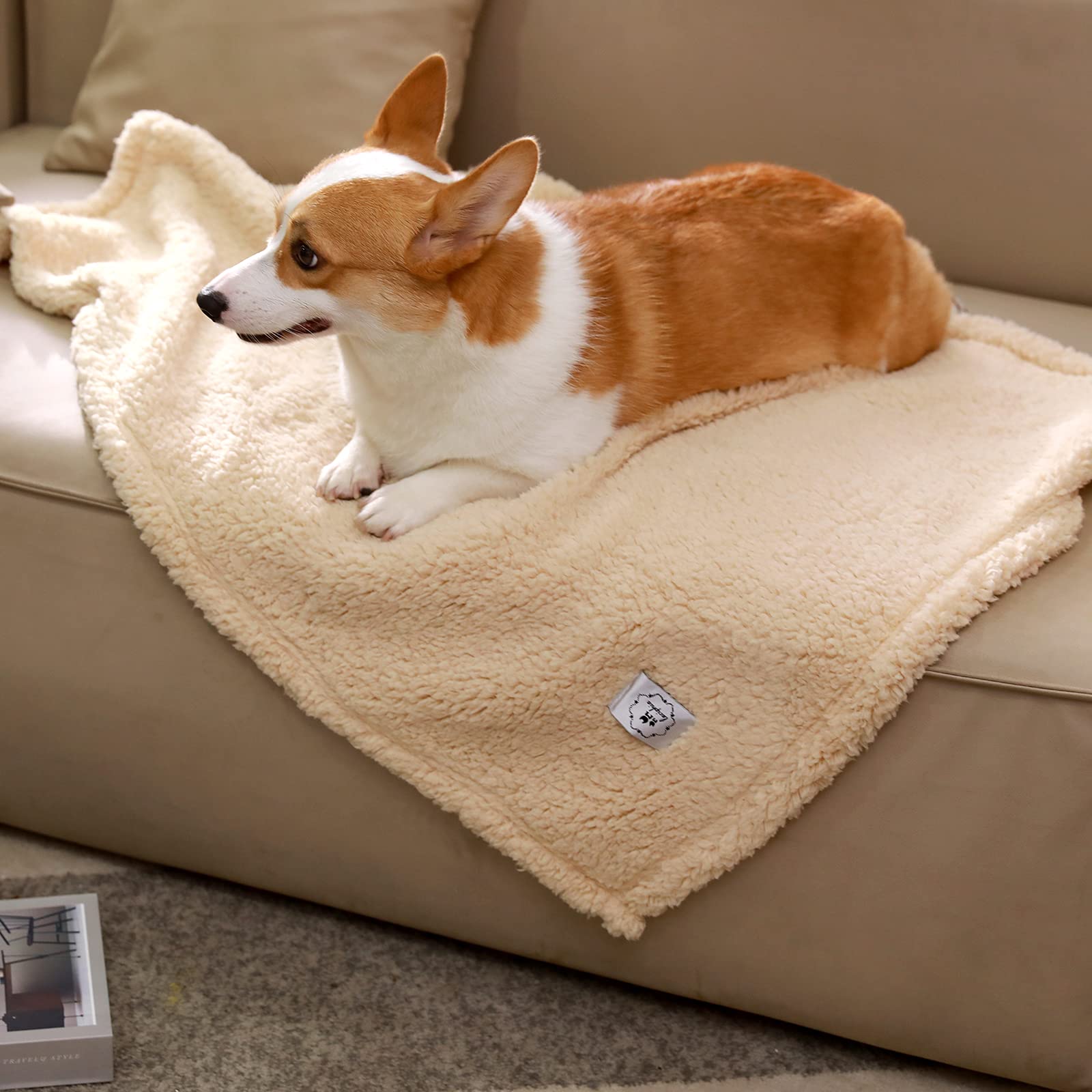 1 Pack 3 Calming Blankets Fluffy Premium Fleece Pet Blanket Soft Sherpa Throw For Dog Puppy Cat Beige Large (41'' X31'')