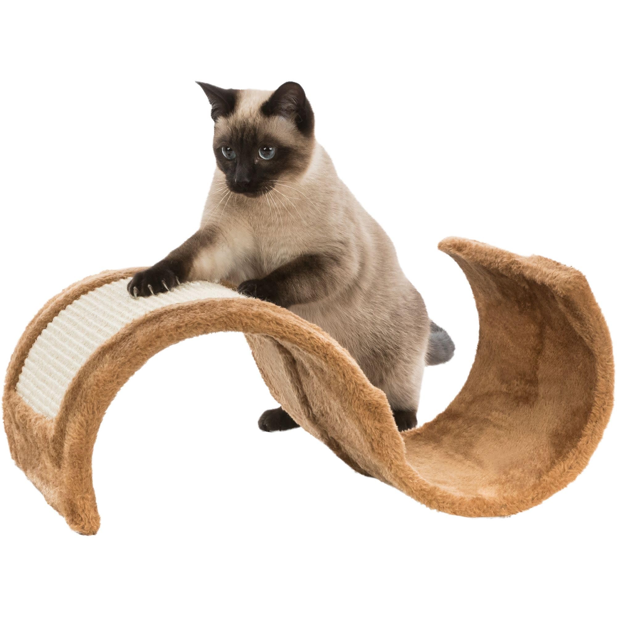 Trixie Wavy 1-Level 7-In Sisal & Plush Cat Scratching Surface, Brown