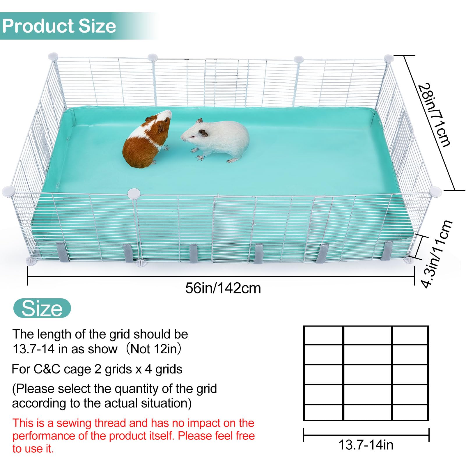 Guinea Pig Cage Liner, Waterproof Liner for Guinea Pigs, Guinea Pig Bedding with Tarp Bottom for C&C Grids, Cage Liners for Guin