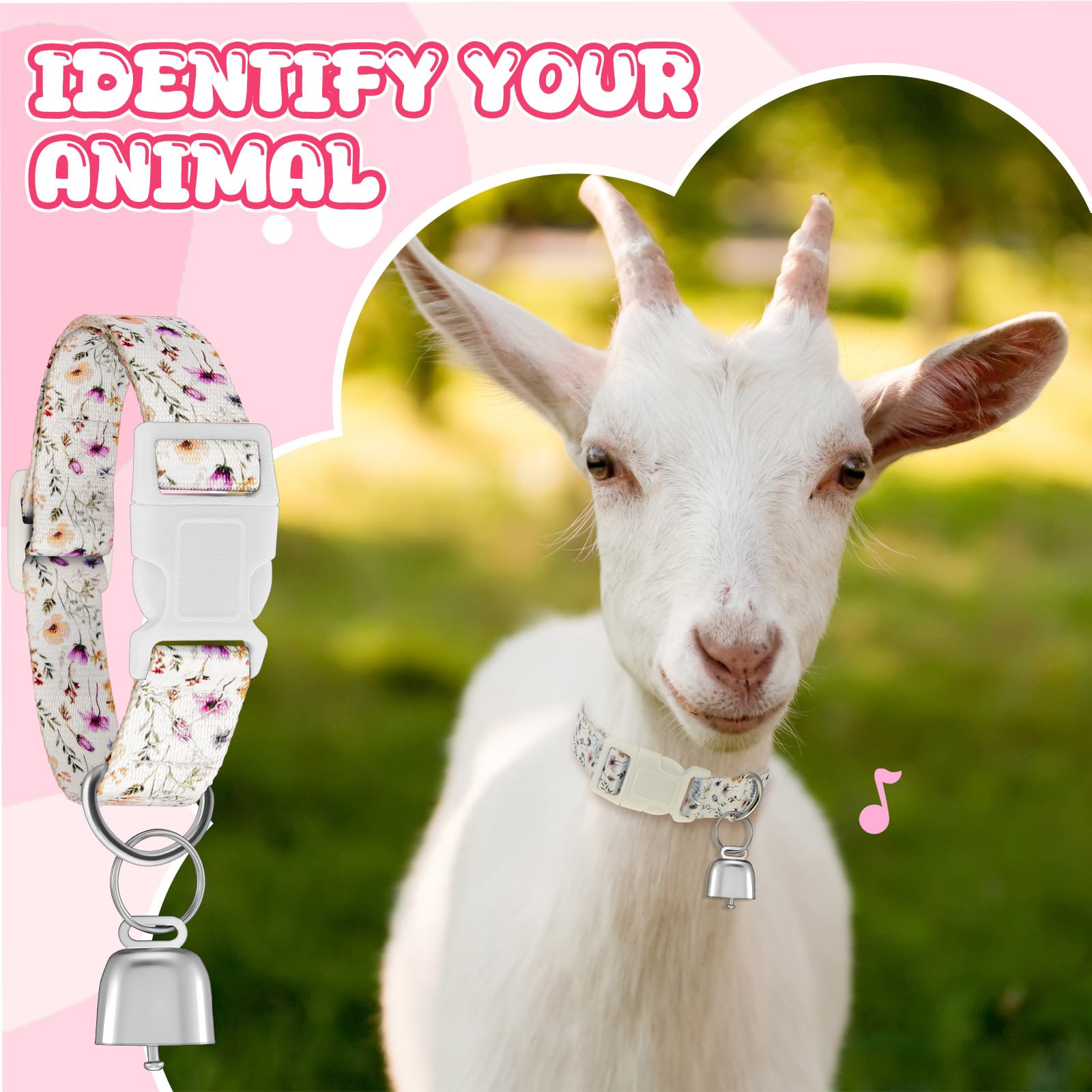 Yeyeplum 2 Pack Goat Collars With Bells, Sheep Grazing Copper Bells And Adjustable Nylon Collar Set Loud Bronze Bell For Small F