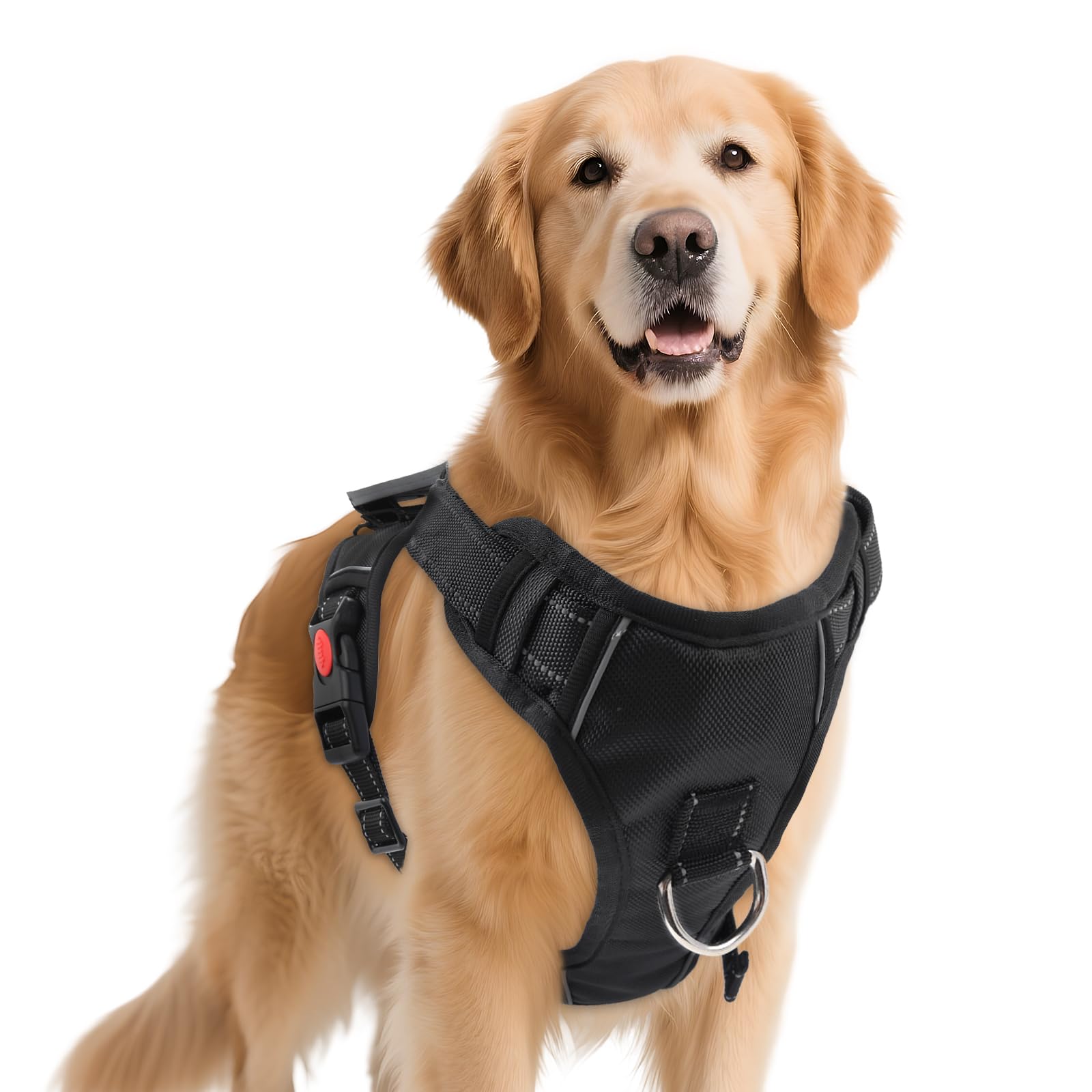 PWOD No Pull Dog Harness with 2 Leash Clips, Reflective Adjustable Soft Padded Vest with Handle, Breathable Oxford No Choke Pet 