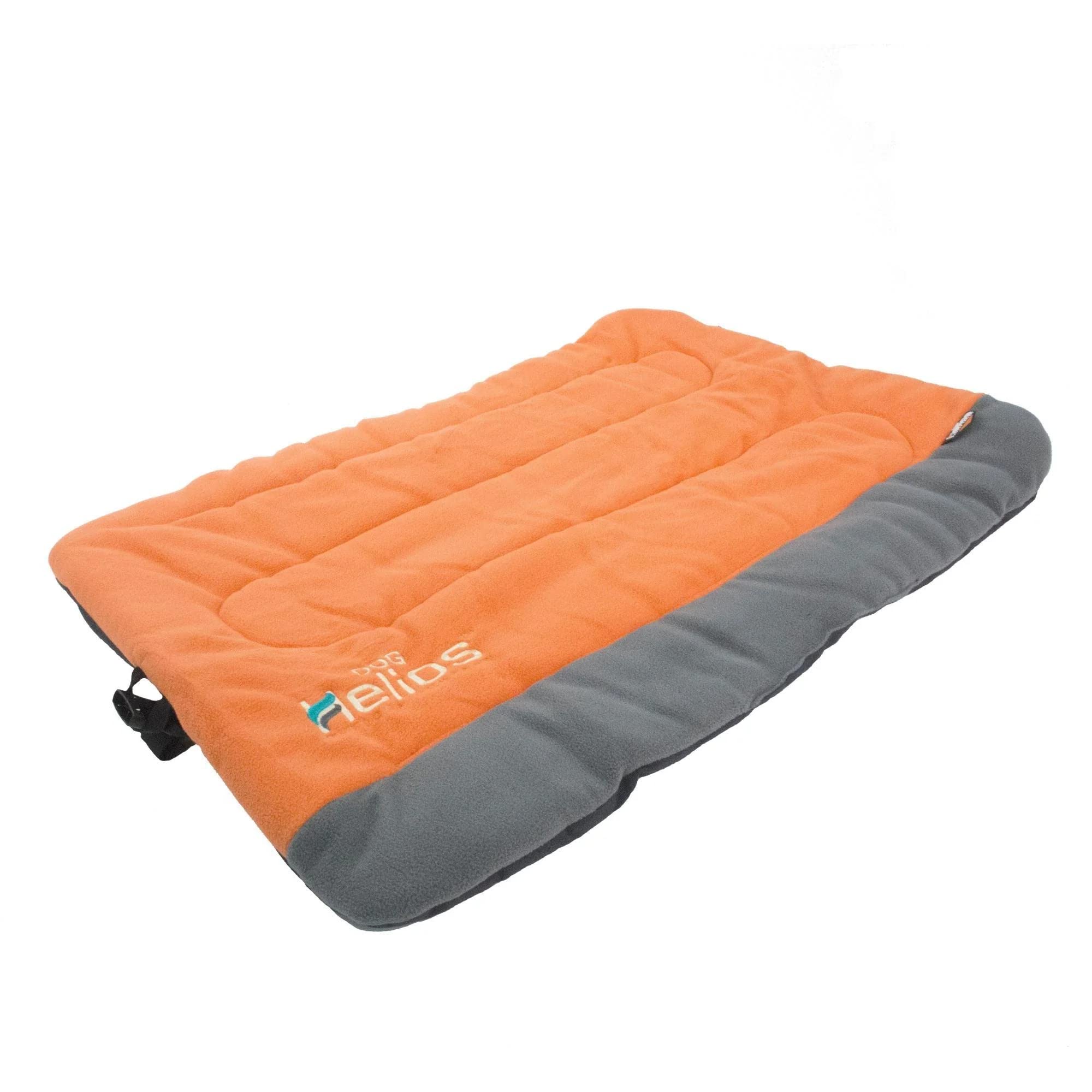 DOGHELIOS 'Combat-Terrain' Cordura-Nyco Reversible Nylon and Polar Fleece Travel Camping Folding Pet Dog Bed Mat, Medium, Orange, Grey