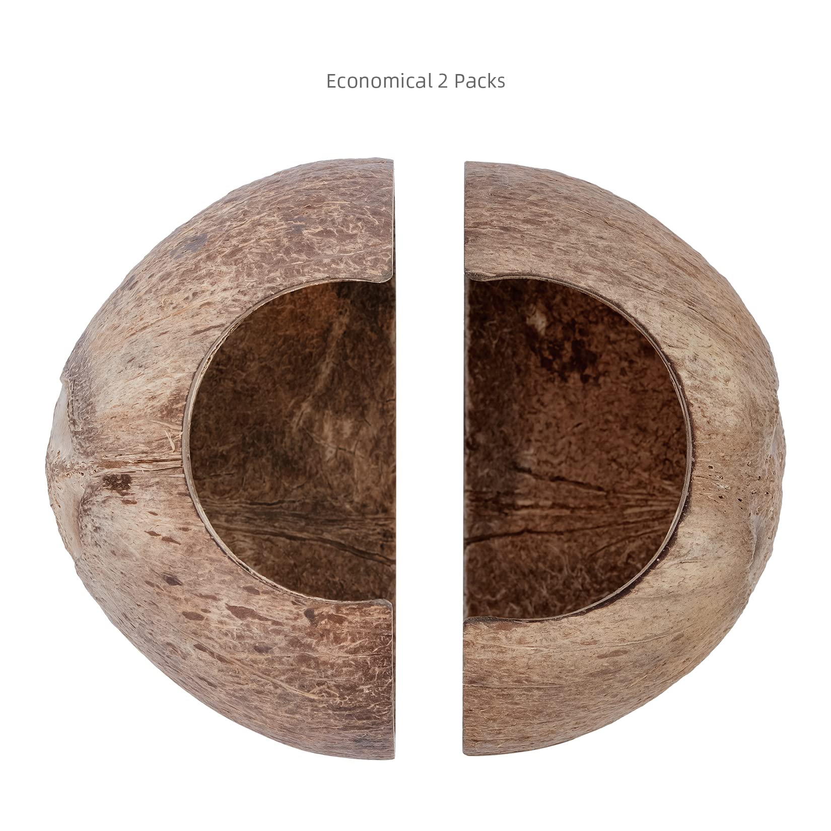 Niteangel 2 Pack Natural Coconut Reptile Hideouts, Lizard, Spider And Aquarium Fish Hide Cave (Smooth Surface)