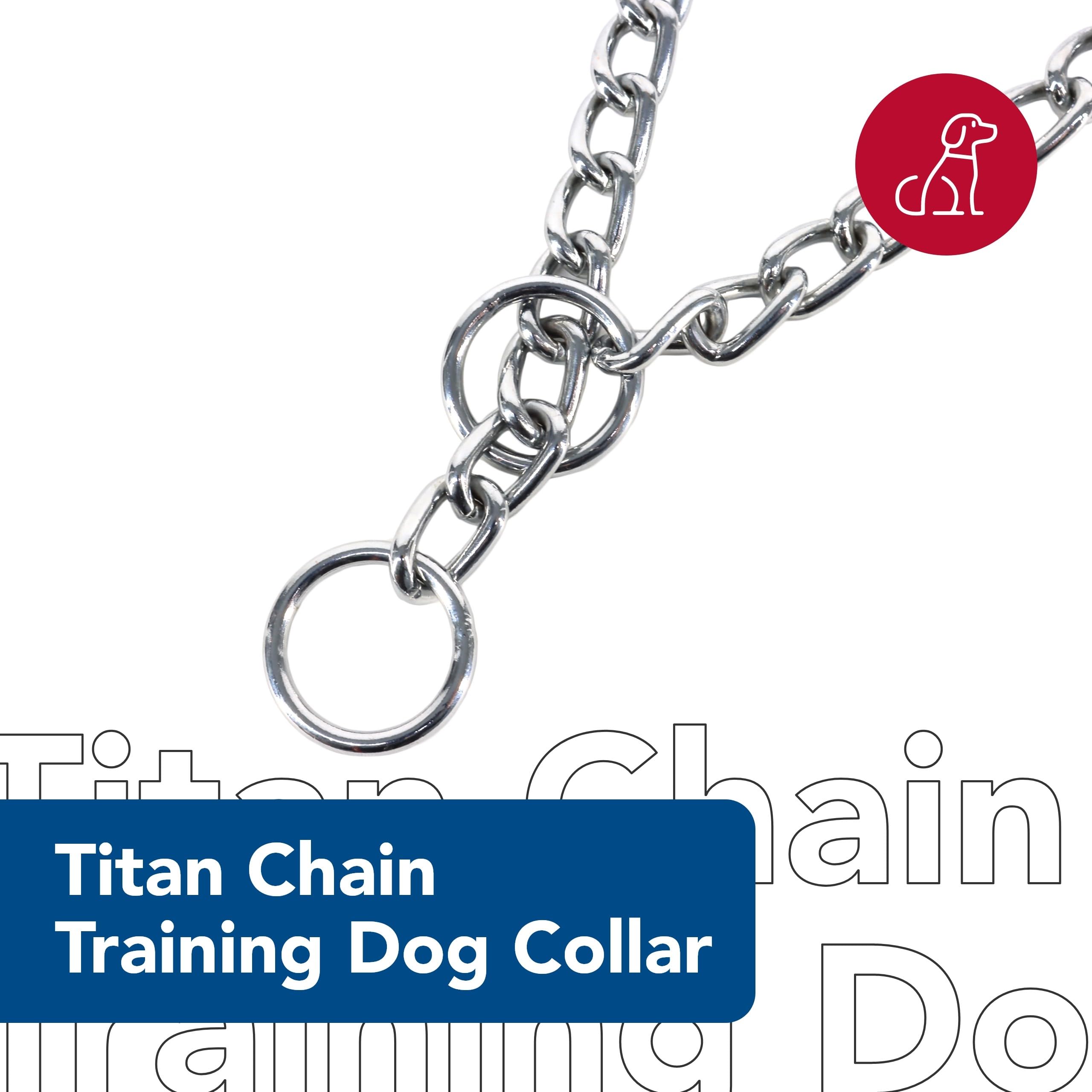 Coastal Pet Titan Chain Training Dog Collar - Choke Collar For Dog Training - Durable Metal Dog Collar - Strong Dog Choke Chain - Argon-Welded, Chrome Dog Chain Collar - 4 Mm X 28'