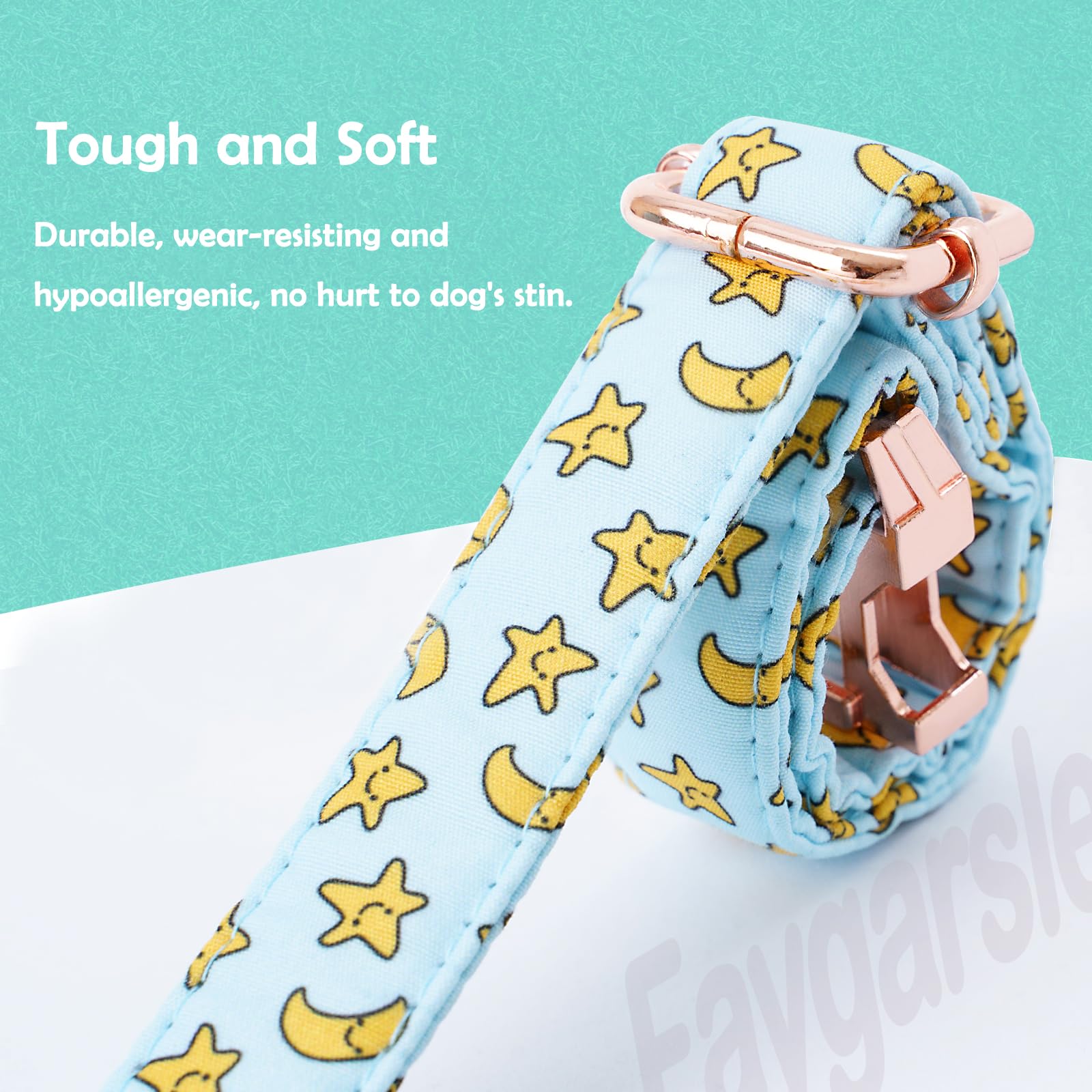 Faygarsle Blue Stars Moon Pattern Dog Collar For Small Medium Large Dogs Cute Puppy Collars For Female Dogs For Summer Spring We