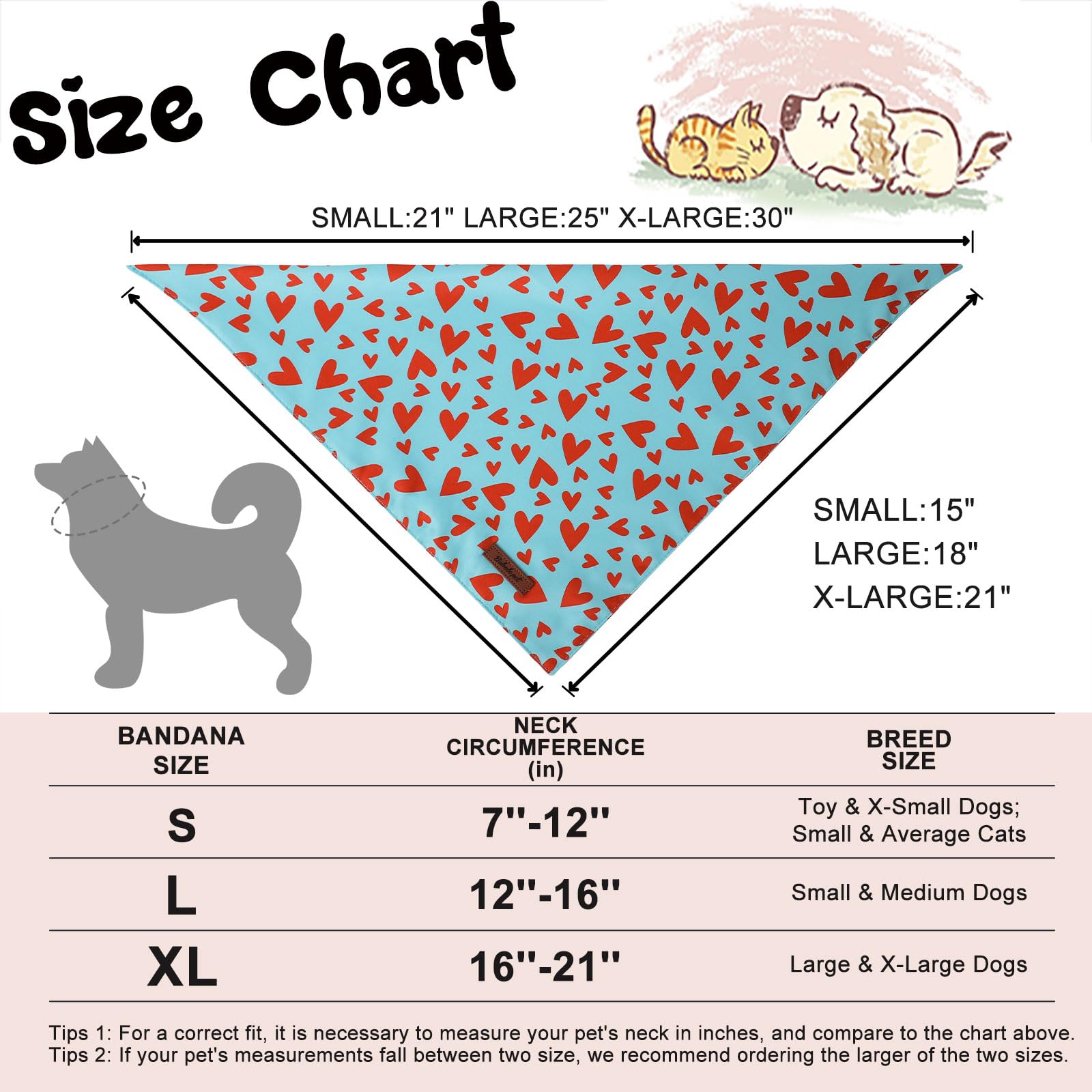 Babole Pet Valentines Dog Bandanas 2 Pack, Pink And Sky Blue Heart Pattern Valentine Dog Scarf Bib For Boy And Girl, Cute Holida