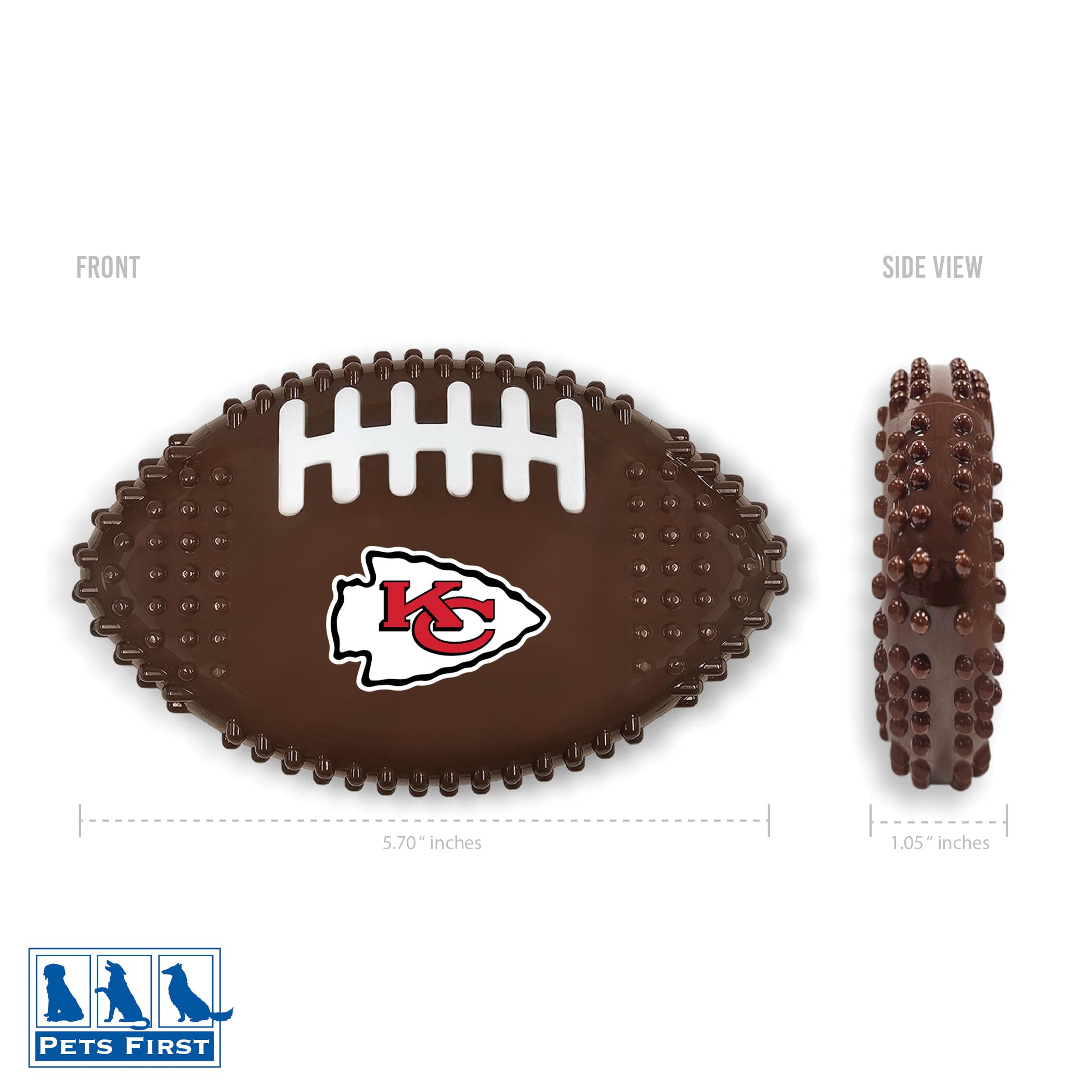 Nfl Kansas City Chiefs Mega-Chew Hard Nylon Bacon-Flavored Dog Bone Football Chew Toy. Interactive Tasty Fun. Indestructible Str