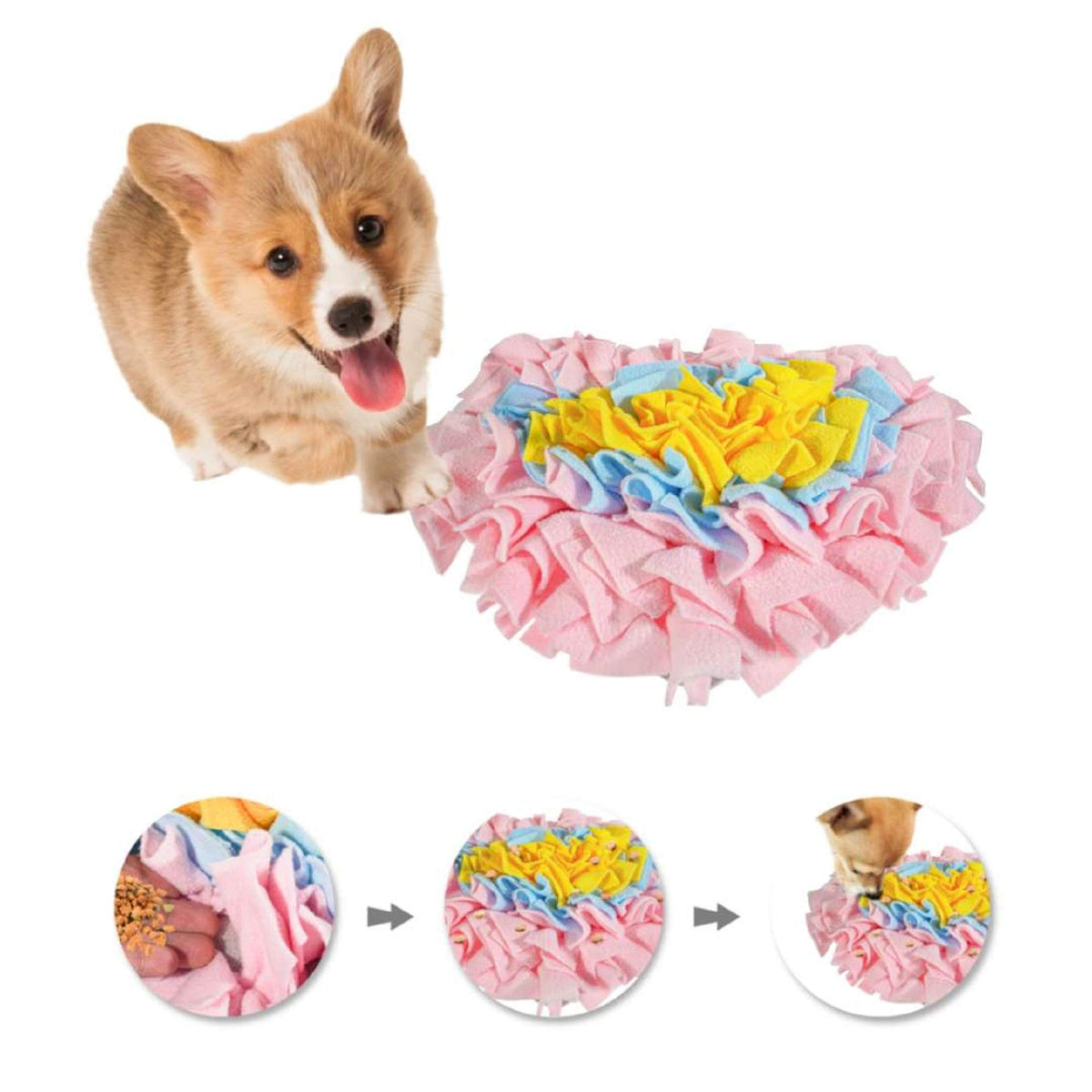 GoFika Small Dogs Slow Feeding Snuffle Foraging Mat Cloth for Puppies and Pets (14'' x 11.8'') Interactive Puzzle Feeder for Sti