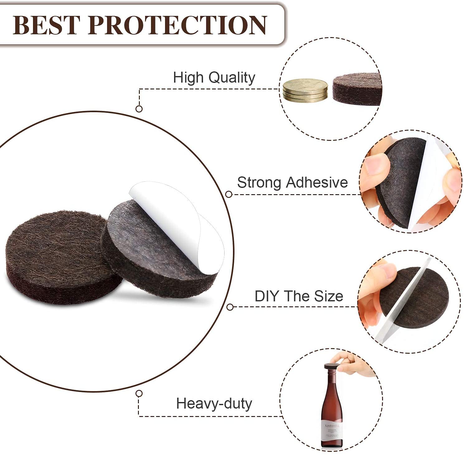Felt Furniture Pads -261 Pcs Furniture Pads Hardwoods Floors Self Adhesive, Cuttable Felt Chair Pads, Anti Scratch Floor Protect