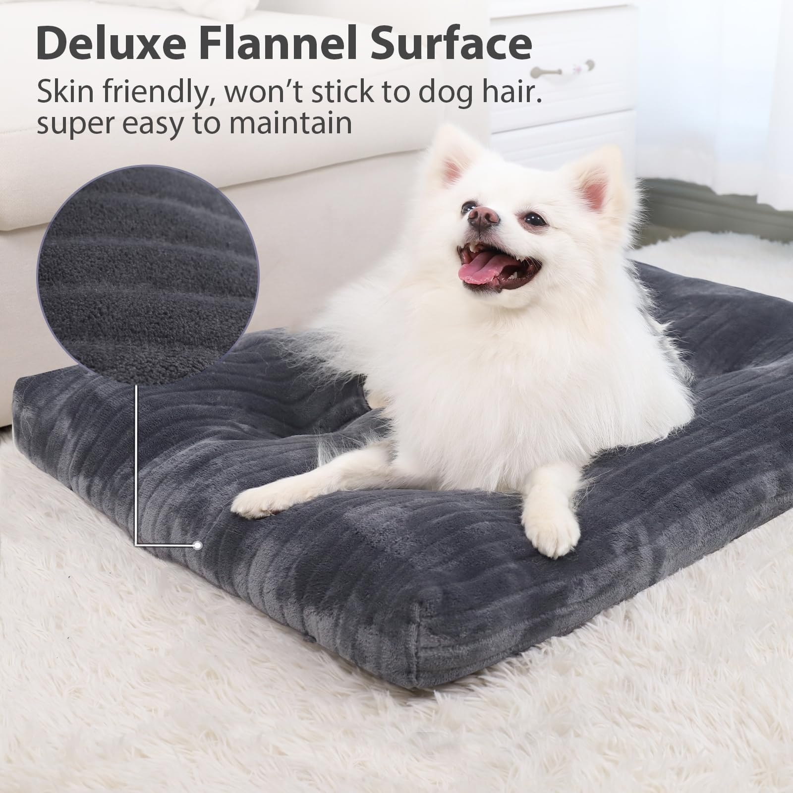 Dog Crate Bed Washable Dog Beds For Small Dogs Deluxe Thick Flannel Fluffy Comfy Kennel Pad Anti-Slip & Anti-Scratch Pet Sleepin