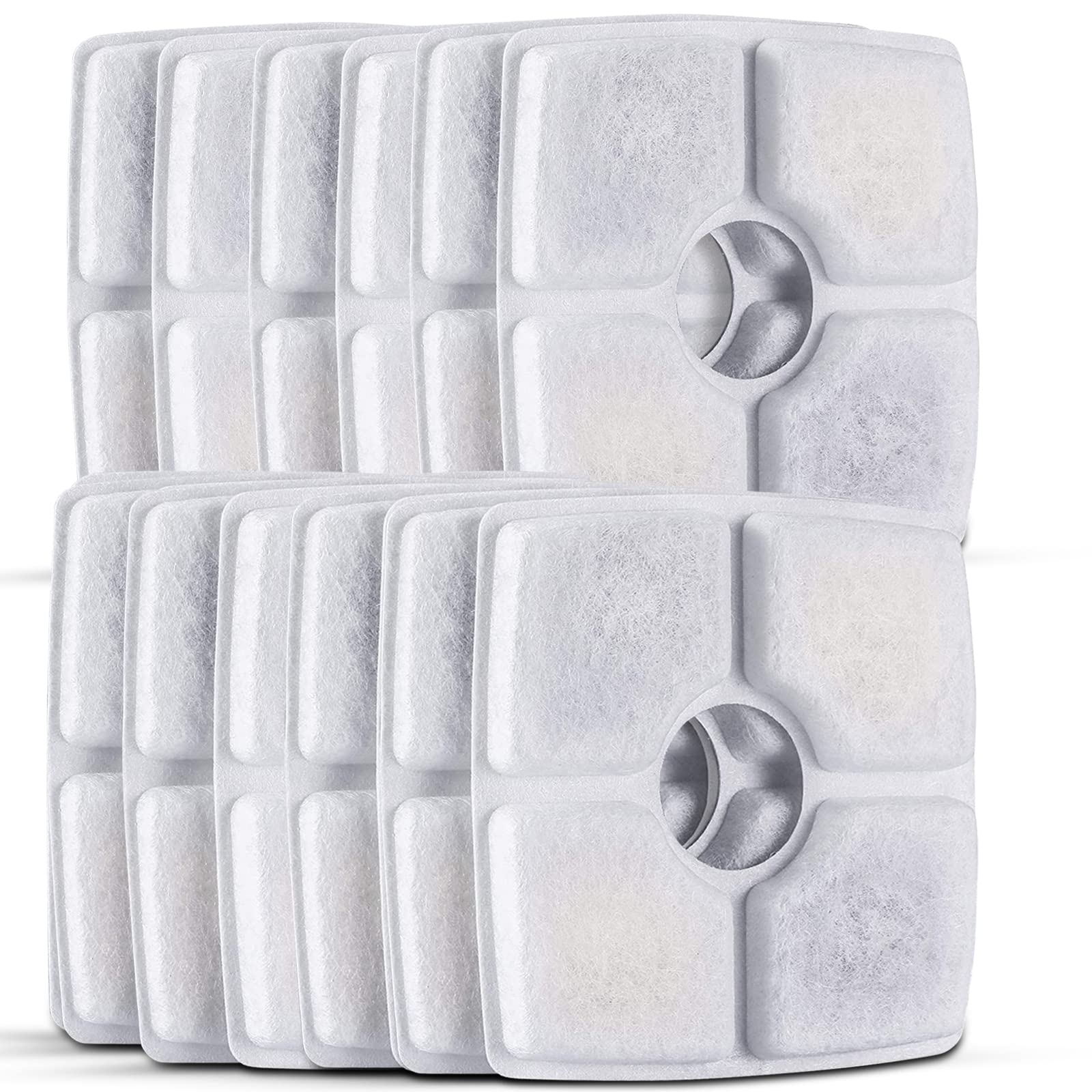 Cat Water Fountain Filters, 16 Pack Replacement Filter Fit For Top Square 84Oz/2.5L Cat Pet Fountain, 3 Filtration System