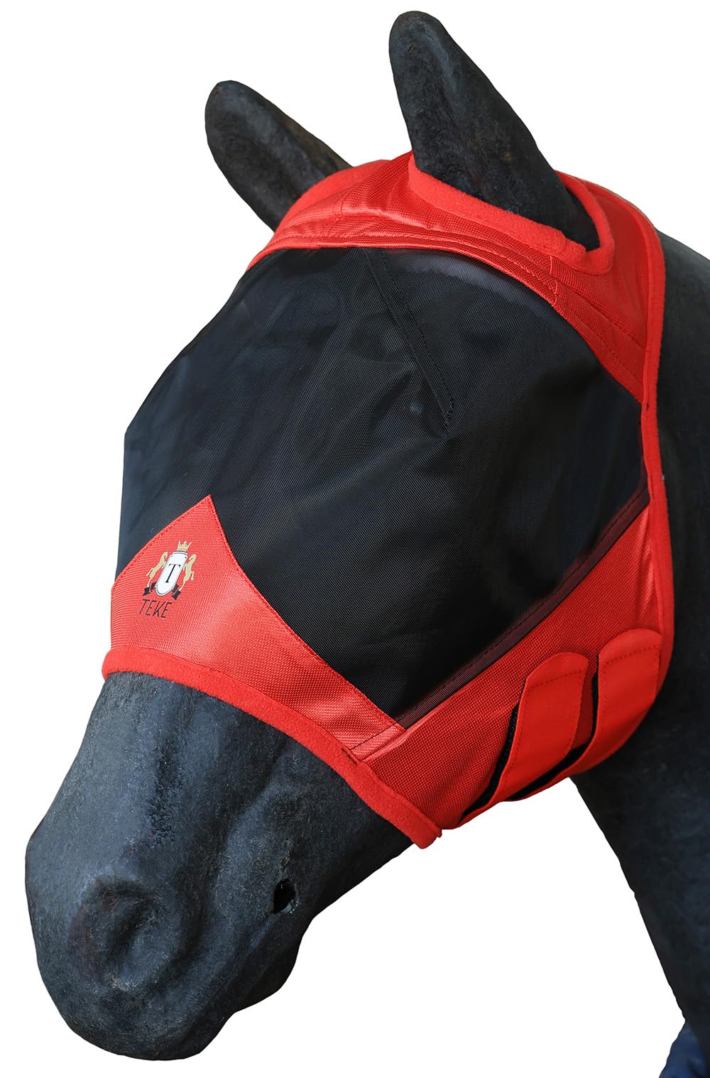 T TEKE Fine Mesh Horse Fly Mask w/No Ears, UV Blocking 3D Eye Visor with Extra Fleece Cushioned Forehead, Protection from Insect