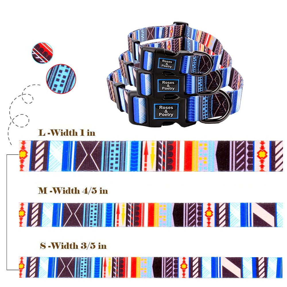 Roses&Poetry Dog Collar With Colourful Stripe Patterns, Adjustable Durable Puppy Collars For Small Medium Large Dogs (Stripe-Xs)