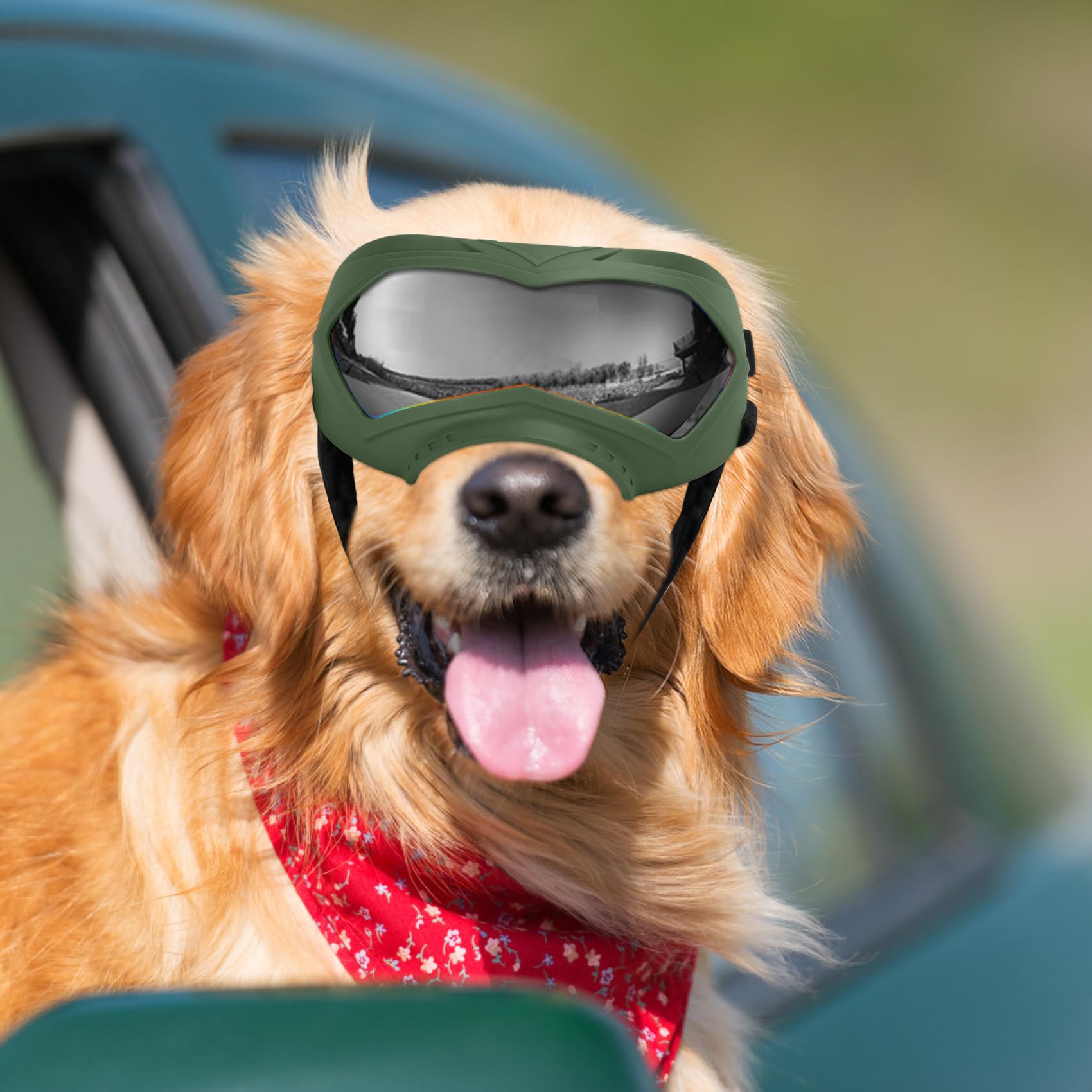 Dog Goggles, Uv Protection, Windproof, Dustproof, Anti-Fog Dog Sunglasses For Large & Medium Dogs, Lightweight Tpe Frame With Ad