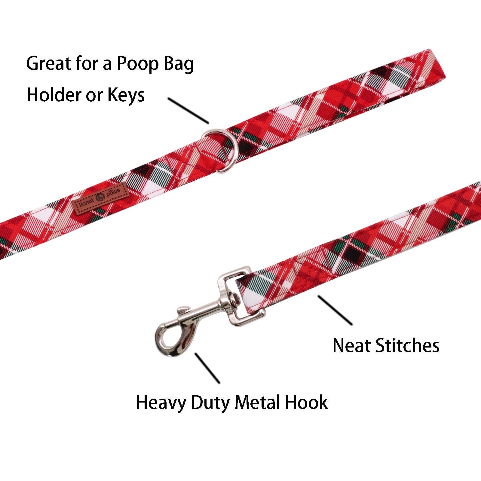 Lionet Paws Christmas Leash Matching Collar For Small Medium Large Dogs