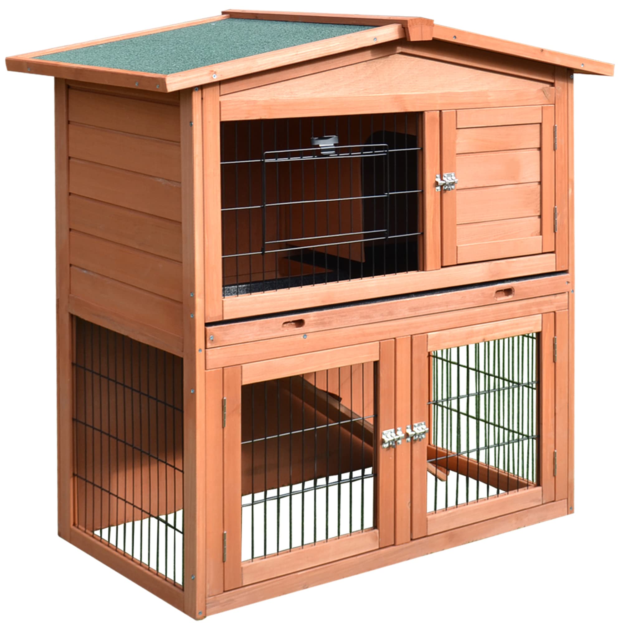 Pawhut 40'' Wooden Rabbit Hutch Small Animal House Pet Cage