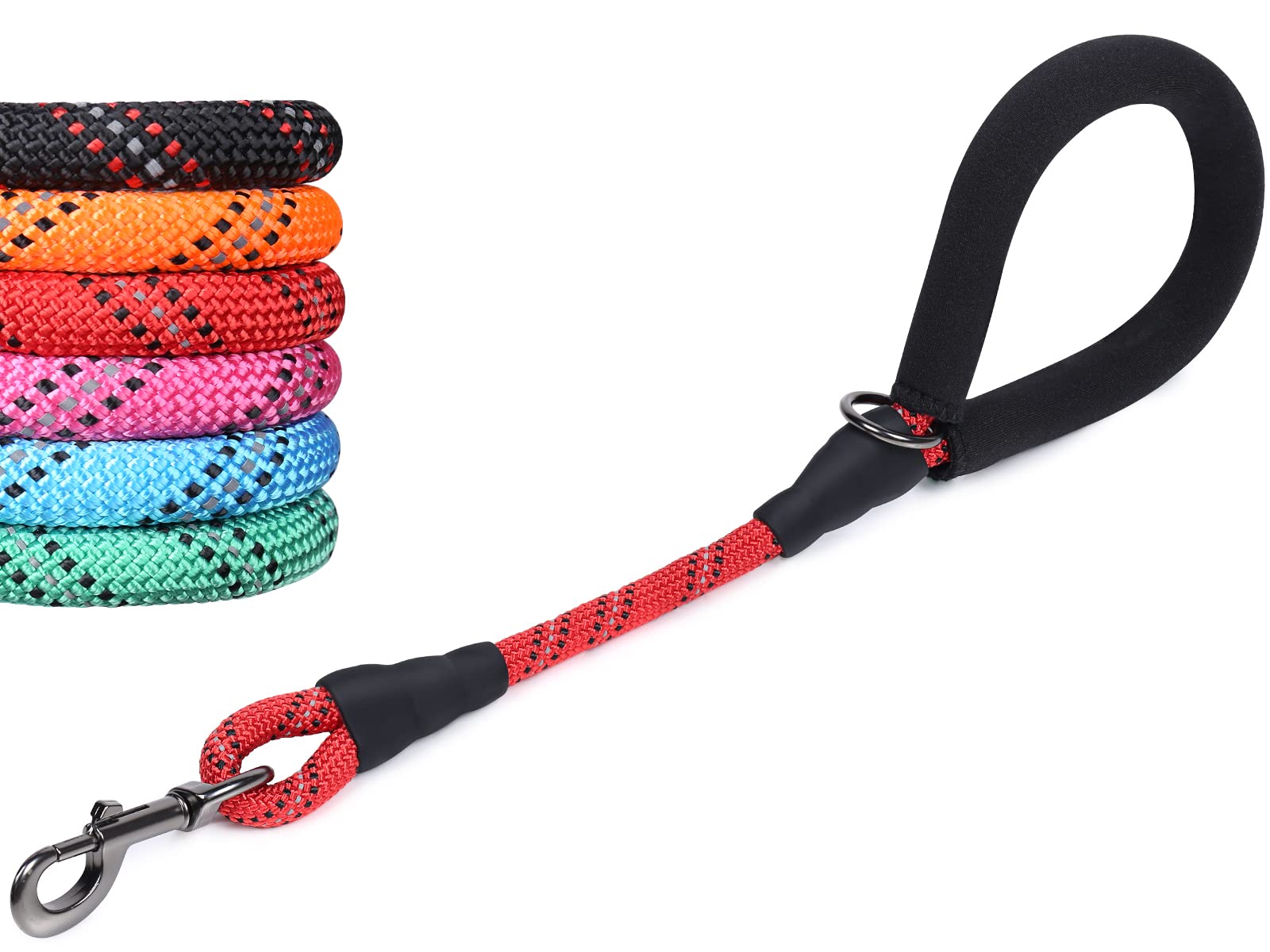 Vivaglory Short Rope Dog Leash Durable Highly Reflective Threads Training Walking Dog Traffic Leashes For Medium & Large Dogs, 1
