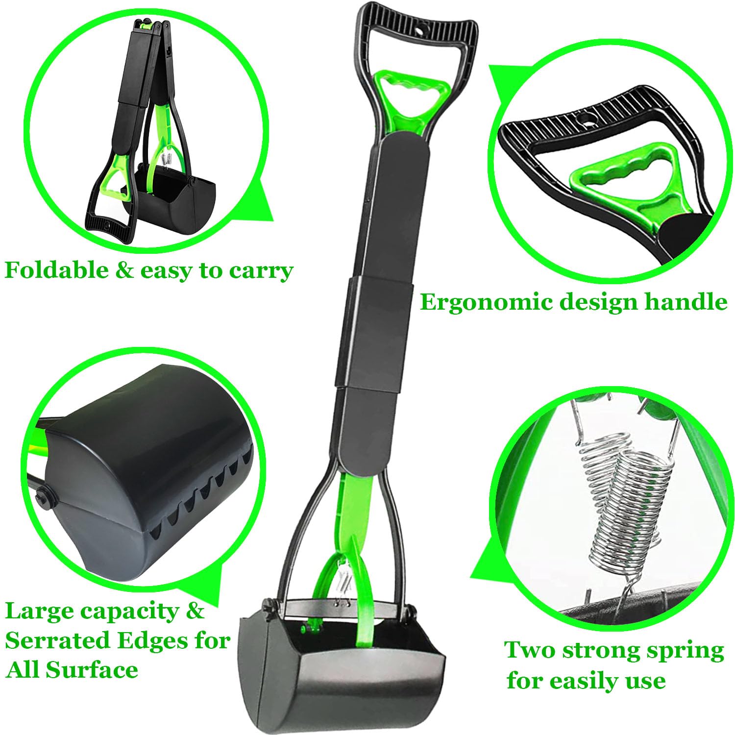 Woilife 32'' Pooper Scooper For Large Small Dogs Heavy Duty, Long Handle Poop Scoop For Yard, Grass, Gravel, Dog Poop Grabber Wi