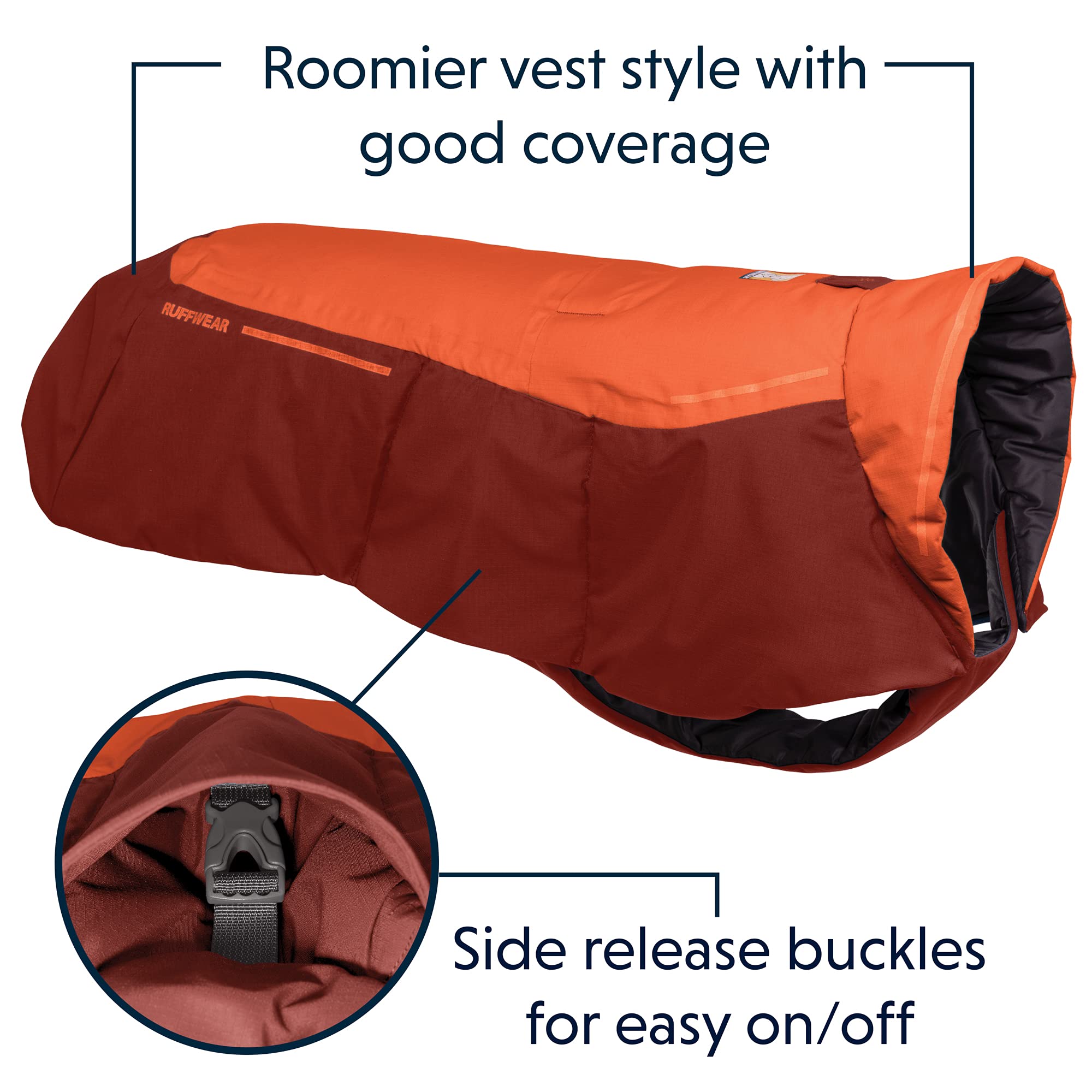 Ruffwear, Vert Dog Winter Jacket, Waterproof & Insulated Coat for Cold Weather, Canyonlands Orange, X-Large