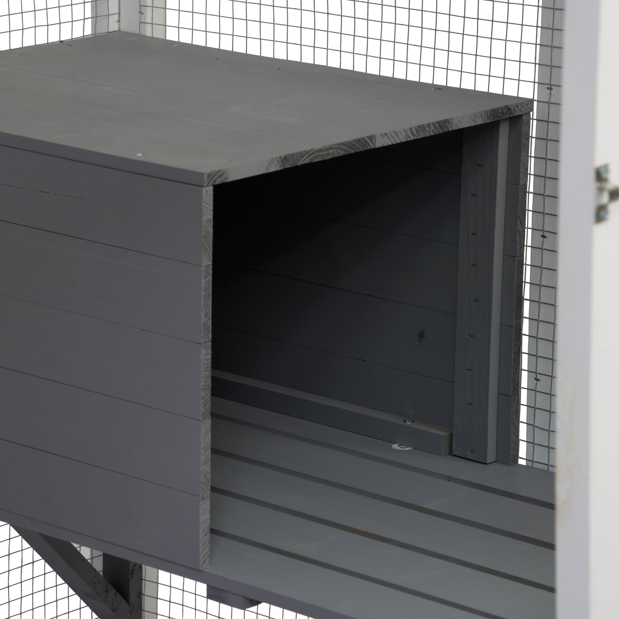 Ball & Cast 71 Wooden Catio Outdoor Cat Enclosure with Weatherproof Asphalt Roof,Jumping Platforms & Napping Houses,Walk-in Cats