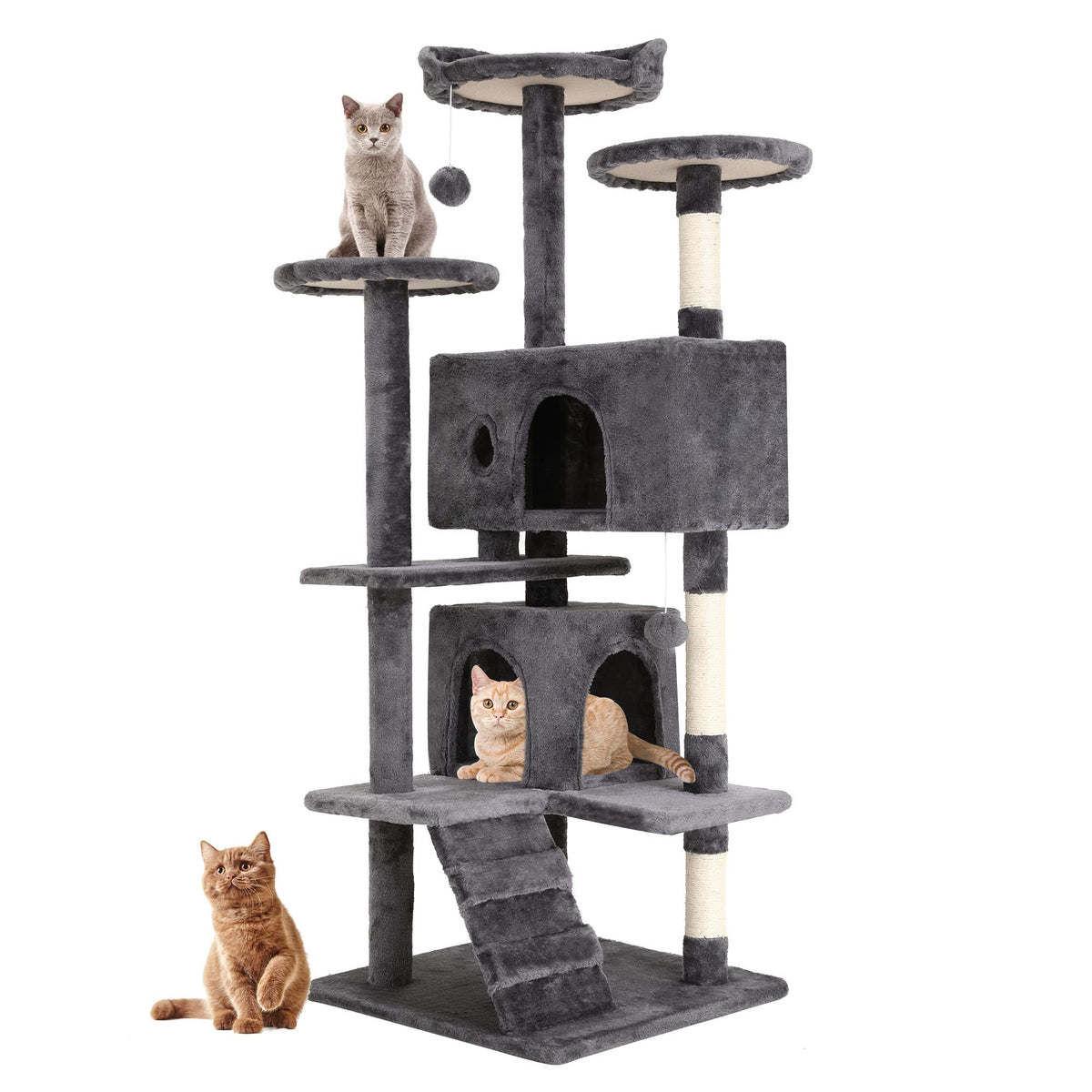 Bestpet 54In Cat Tree Tower For Indoor Cats,Multi-Level Furniture Activity Center With Scratching Posts Stand House Condo Funny 