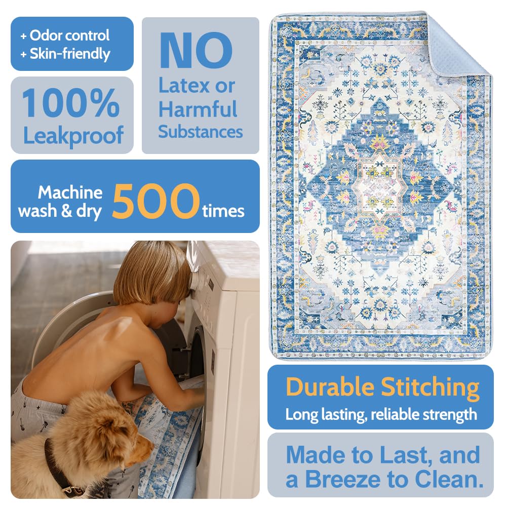 Washable Pee Pads For Dogs, 2 Pack Reusable Puppy Training Pads 48''X32'' Super Absorbent Waterproof Dog Training Pads, Non-Slip