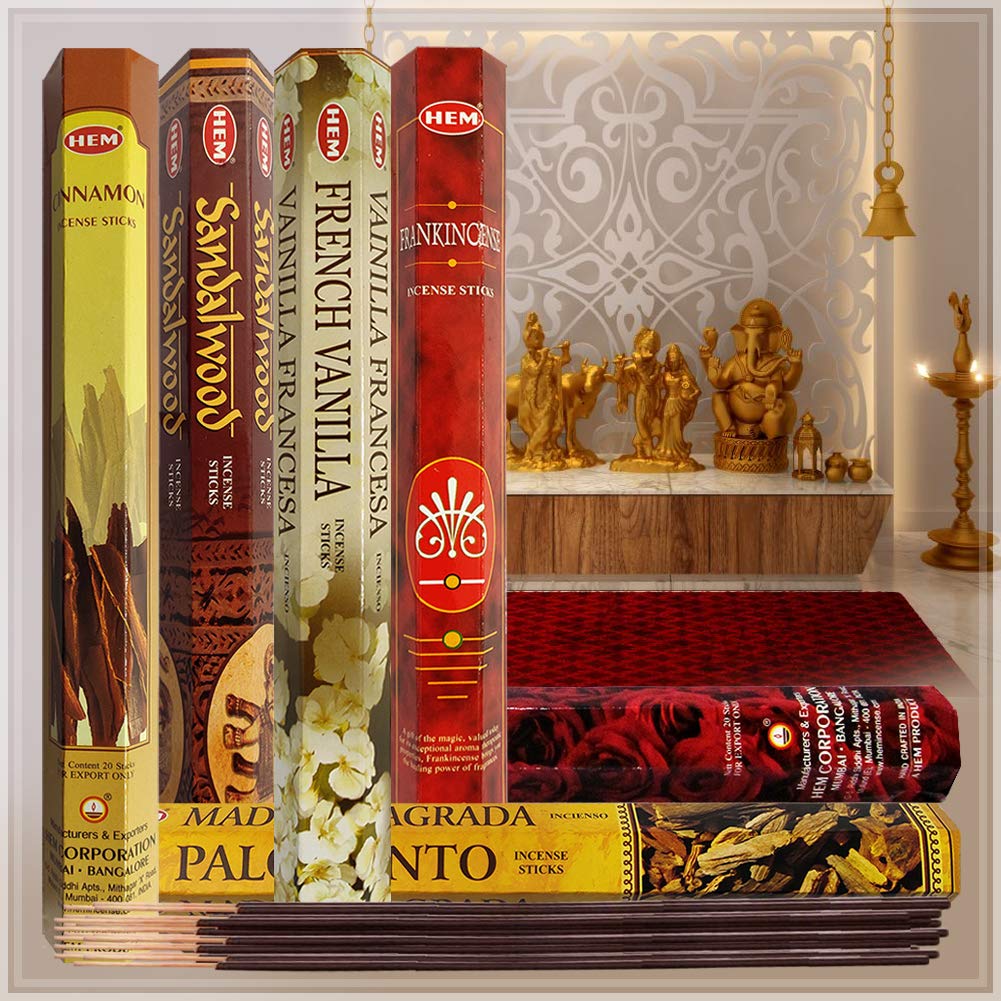 Hem Incense Sticks Variety Pack 22 And Incense Stick Holder Bundle With 6 Most Desired Fragrances