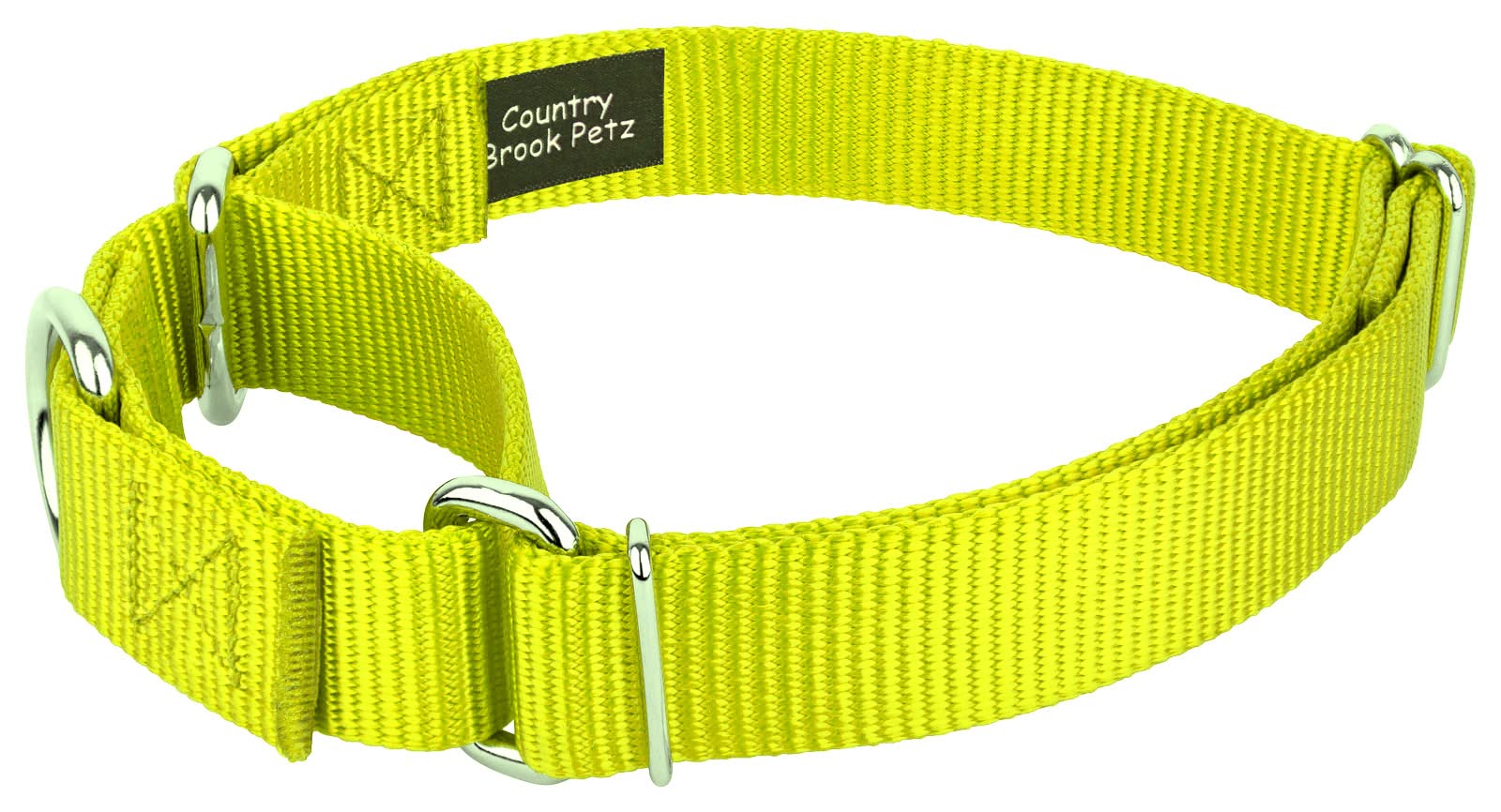 Country Brook Petz Martingale Dog Collar - Heavy-Duty Training Collar With No Buckle - Service Dog Collar For All Pups - Vibrant, Colorful Collection (Hot Yellow, 3/4 Inch, Small)