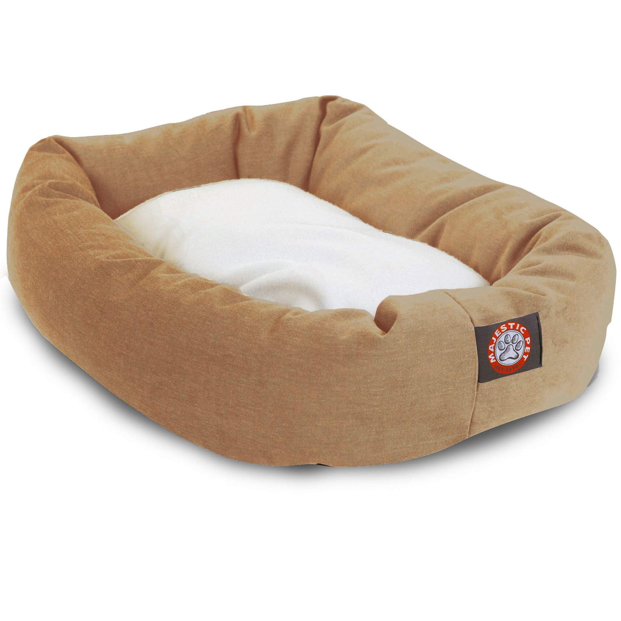 40 Inch Khaki & Sherpa Bagel Dog Bed By Majestic Pet Products