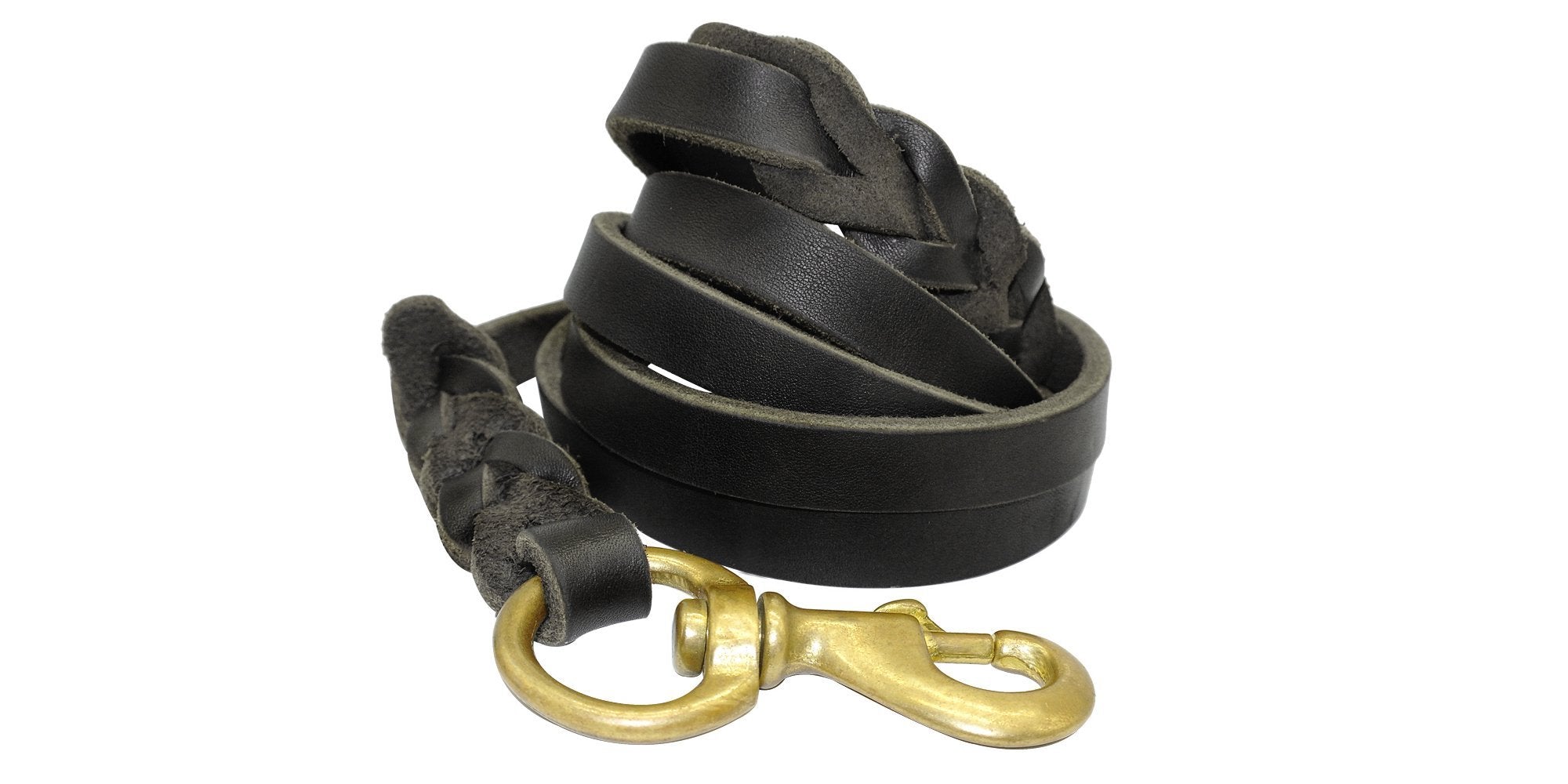 Berry Pet Leather Dog Leash - Training & Walking Braided Dog Leash - 3.6 Ft By 3/4 In (110Cm 1.8Cm) - Latigo Leather Black