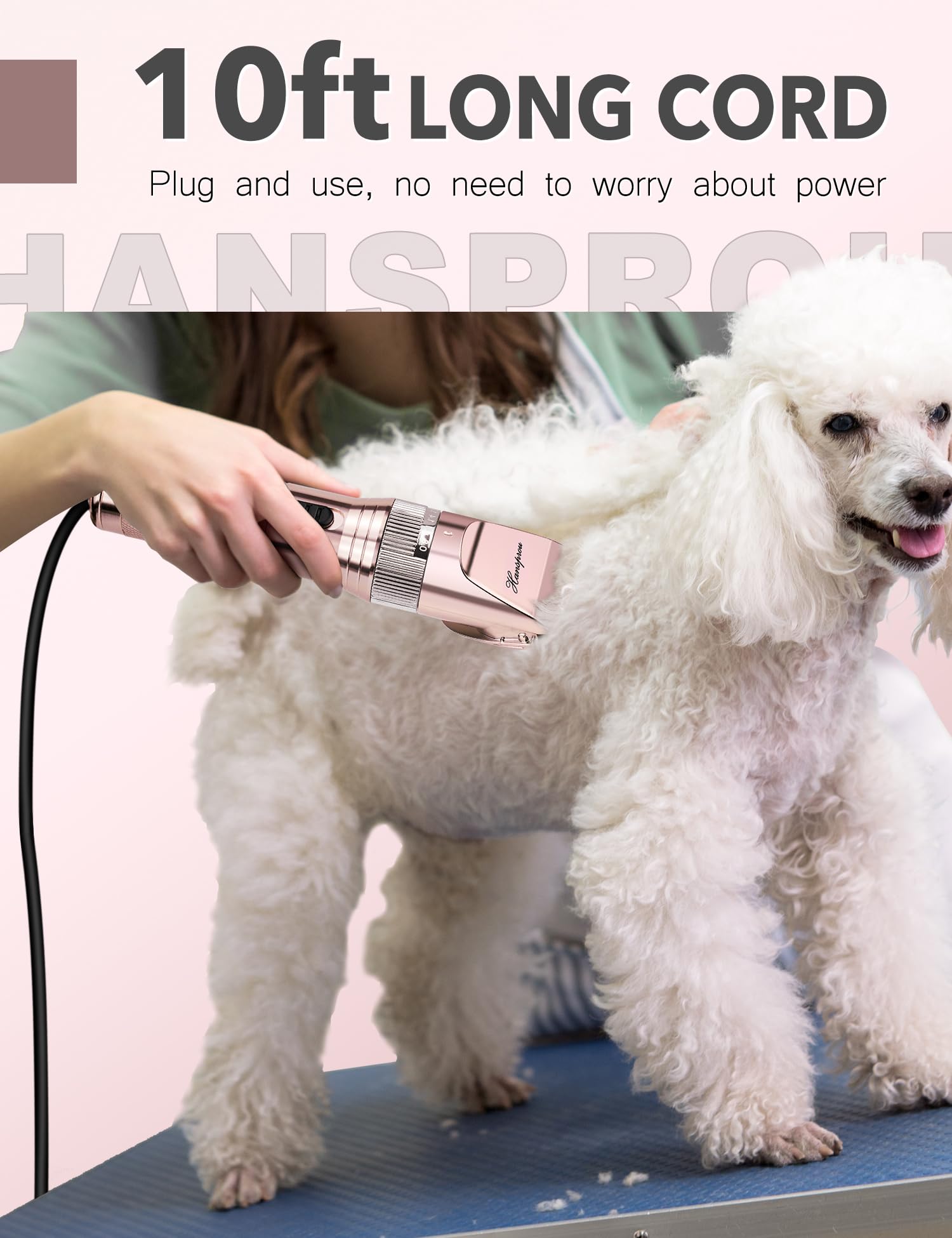 Hansprou Dog Clippers For Grooming,Upgraded 36V Heavy Duty Dog Clippers,Professional Pet Hair Trimmer For Thick Coat,Corded Pet